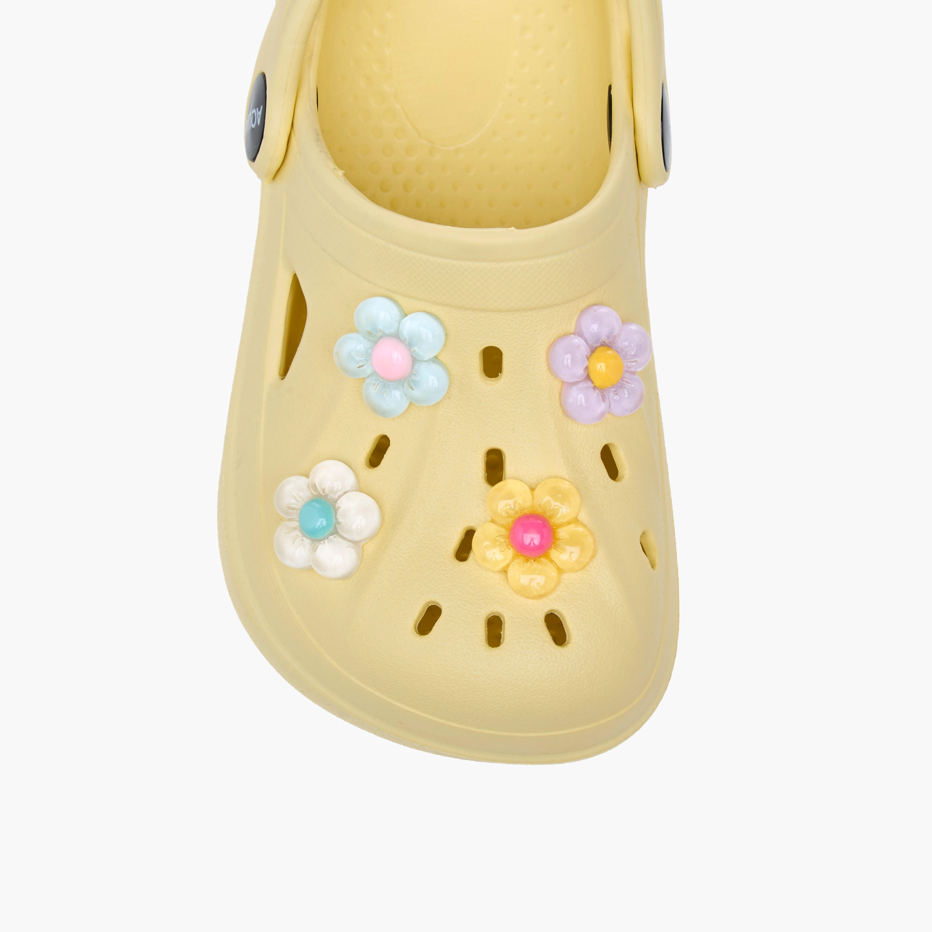 Aqua Floral Applique Clogs with Backstrap-girls-shoes-sandals-image-4