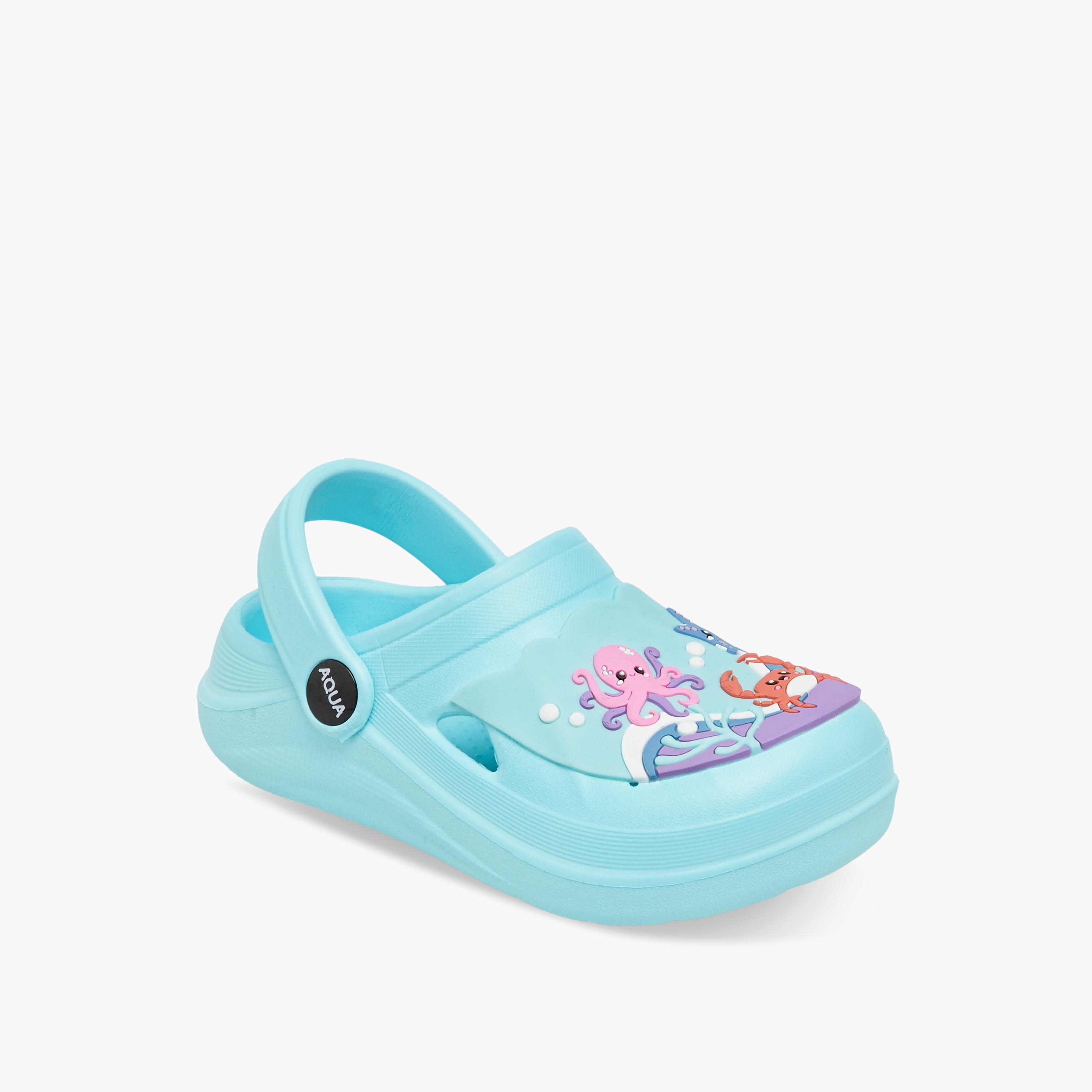 Aqua Animal Applique Clogs with Backstrap-girls-shoes-sandals-image-2