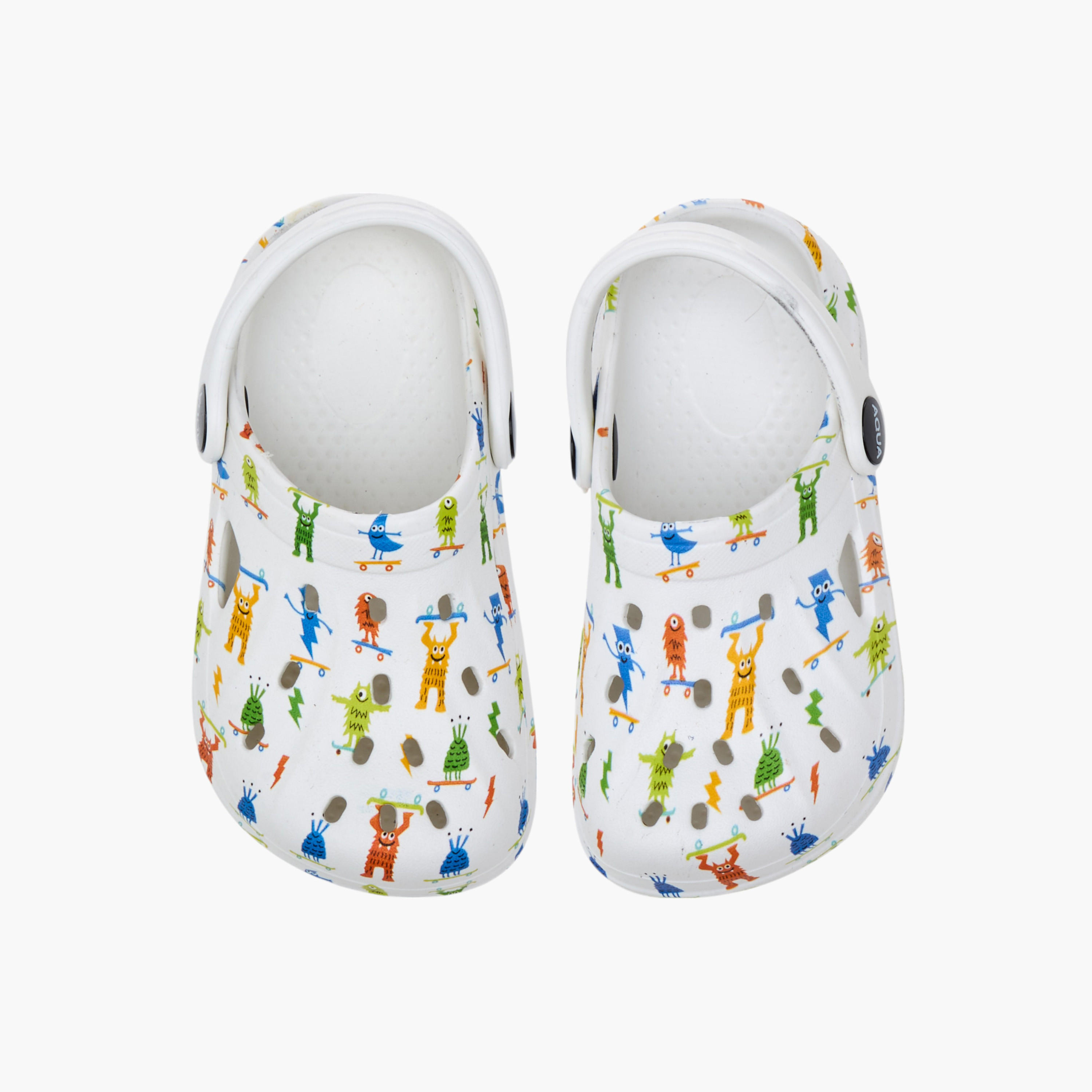 Aqua Monster Print Clogs with Backstrap-boys-shoes-sandals-image-1