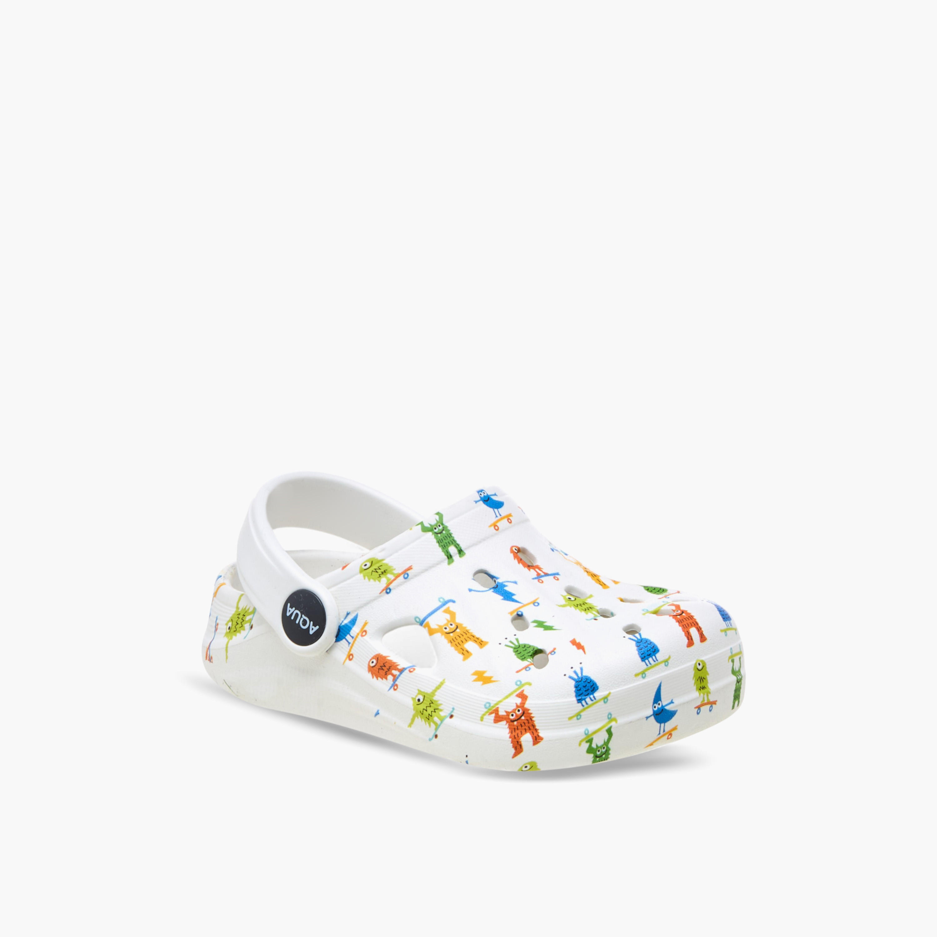 Aqua Monster Print Clogs with Backstrap-boys-shoes-sandals-image-2