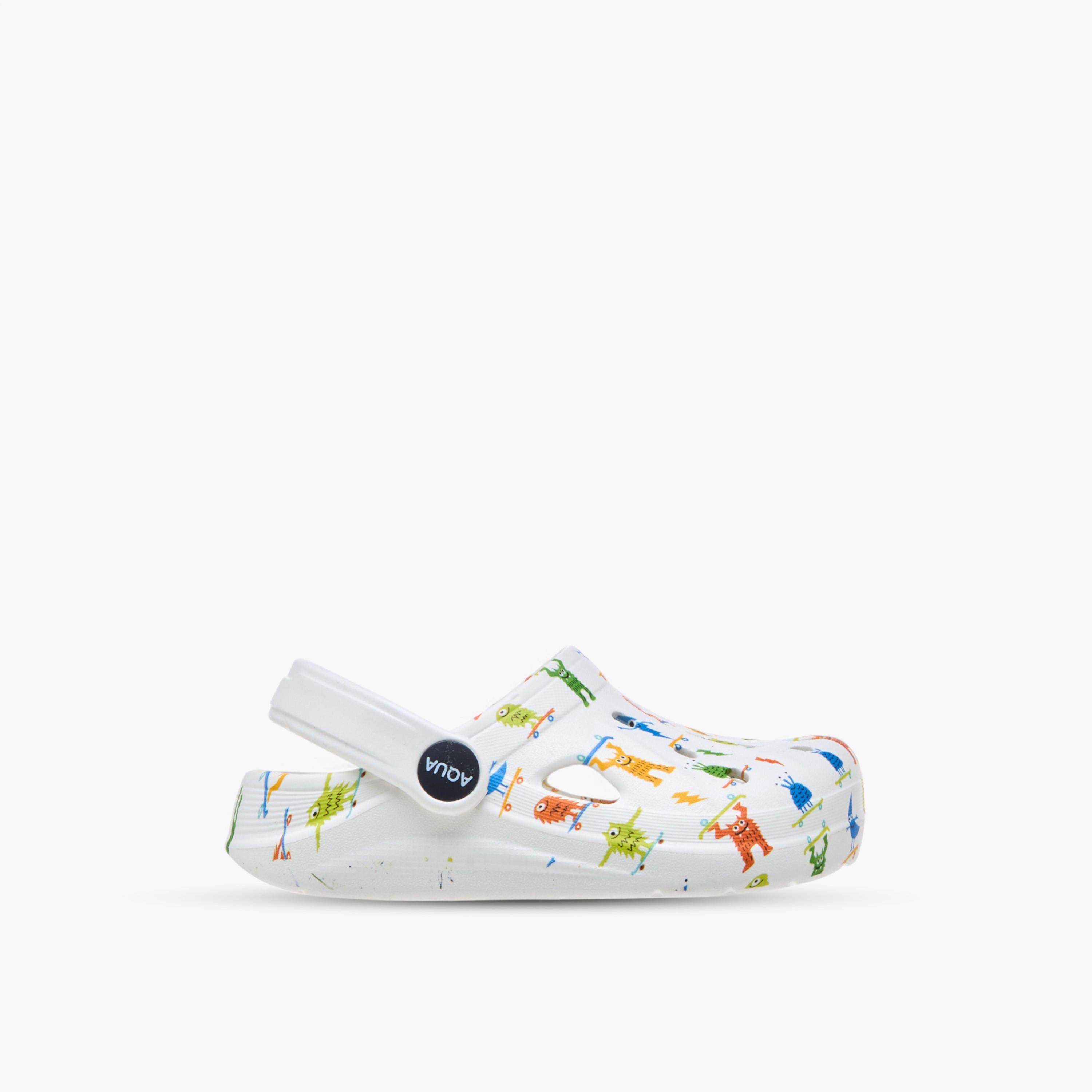 Aqua Monster Print Clogs with Backstrap-boys-shoes-sandals-image-3