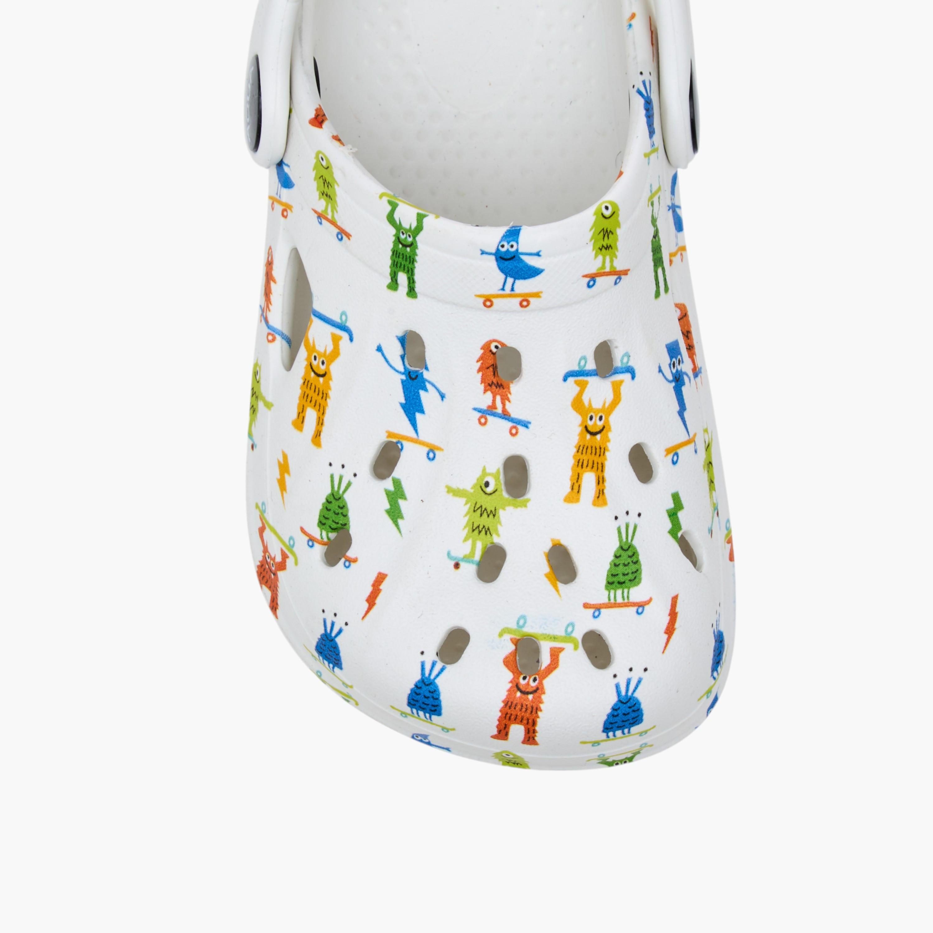 Aqua Monster Print Clogs with Backstrap-boys-shoes-sandals-image-4