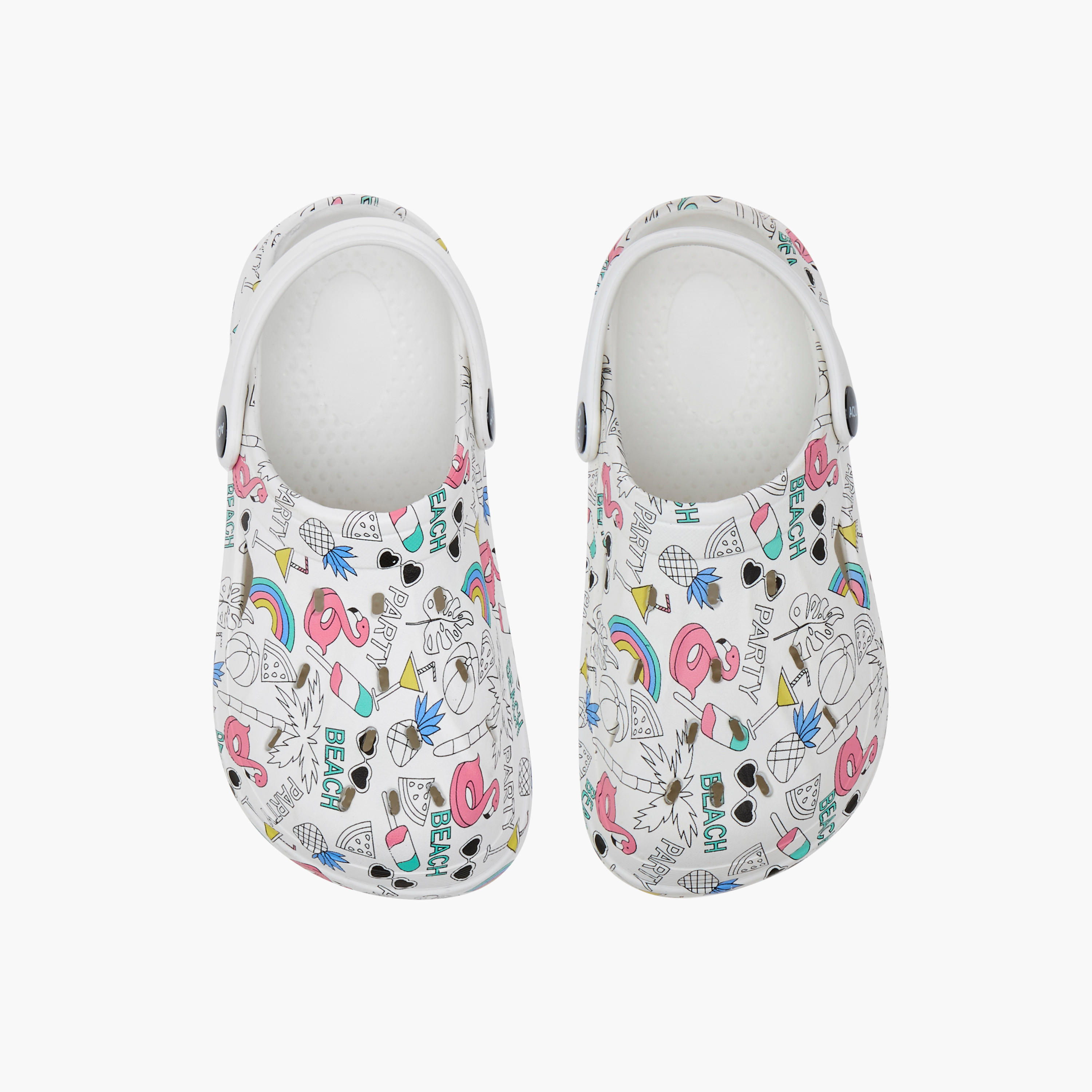 Aqua Graphic Print Clogs with Backstrap-girls-shoes-sandals-image-1