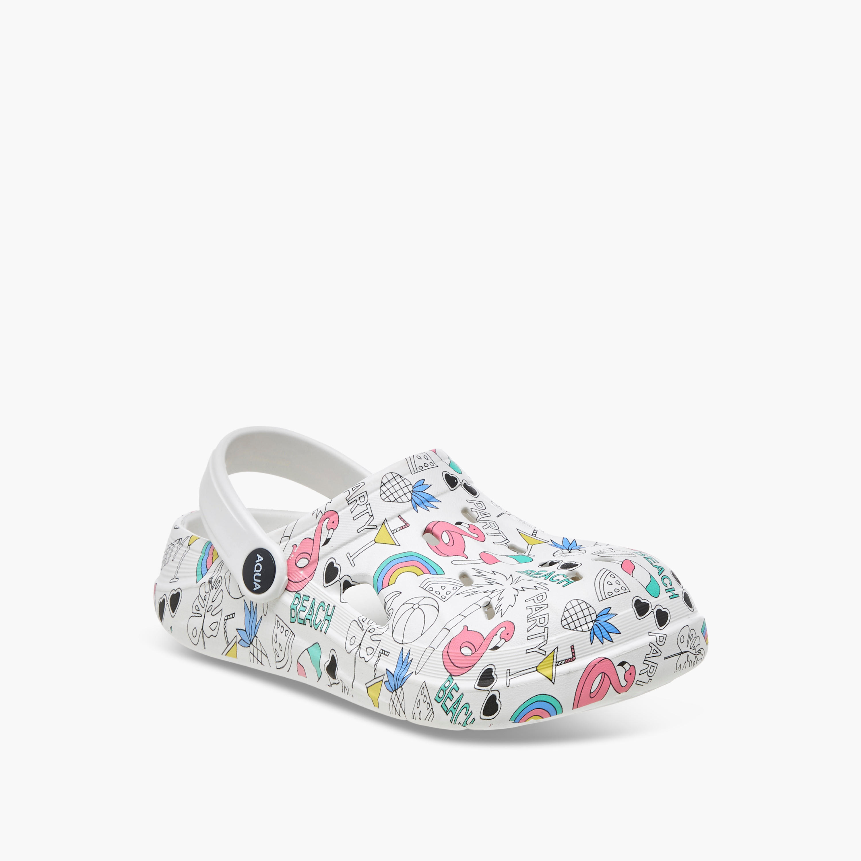Aqua Graphic Print Clogs with Backstrap-girls-shoes-sandals-image-2