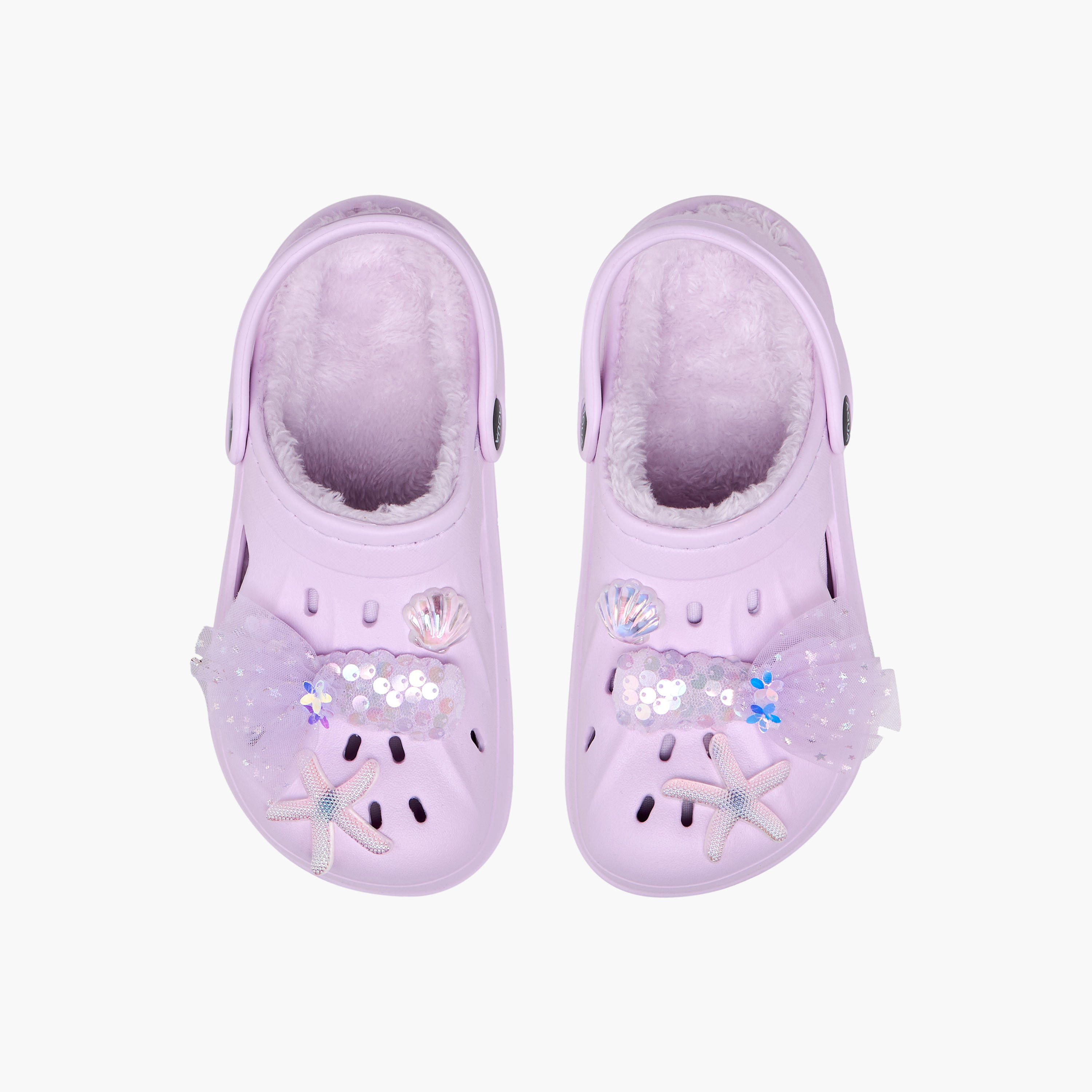 Aqua Mermaid Jibbitz Fur Detail Clogs with Backstrap-girls-shoes-sandals-image-1