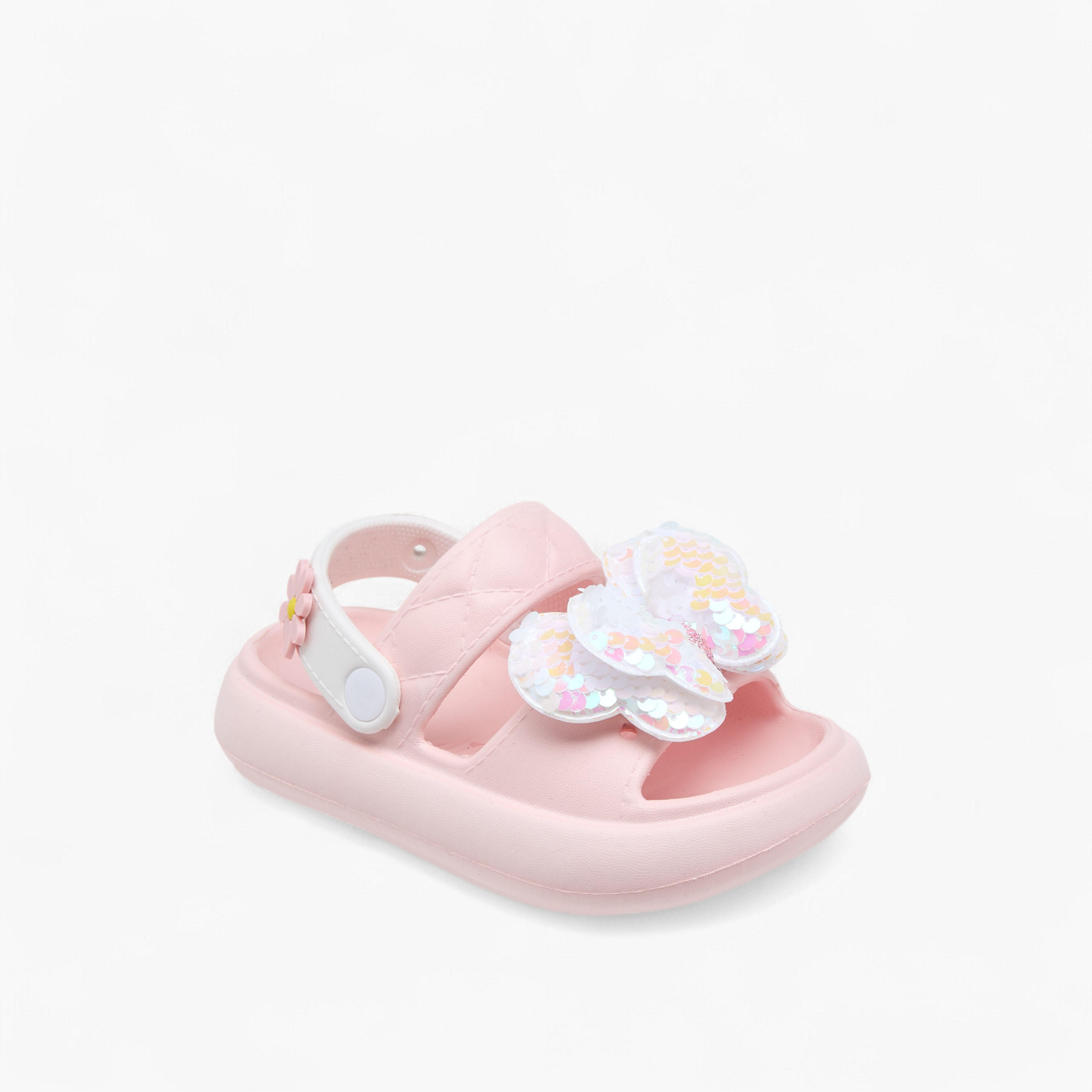 Aqua Butterfly Applique Detail Slides with Backstrap-girls-shoes-flipflopsandslides-image-2