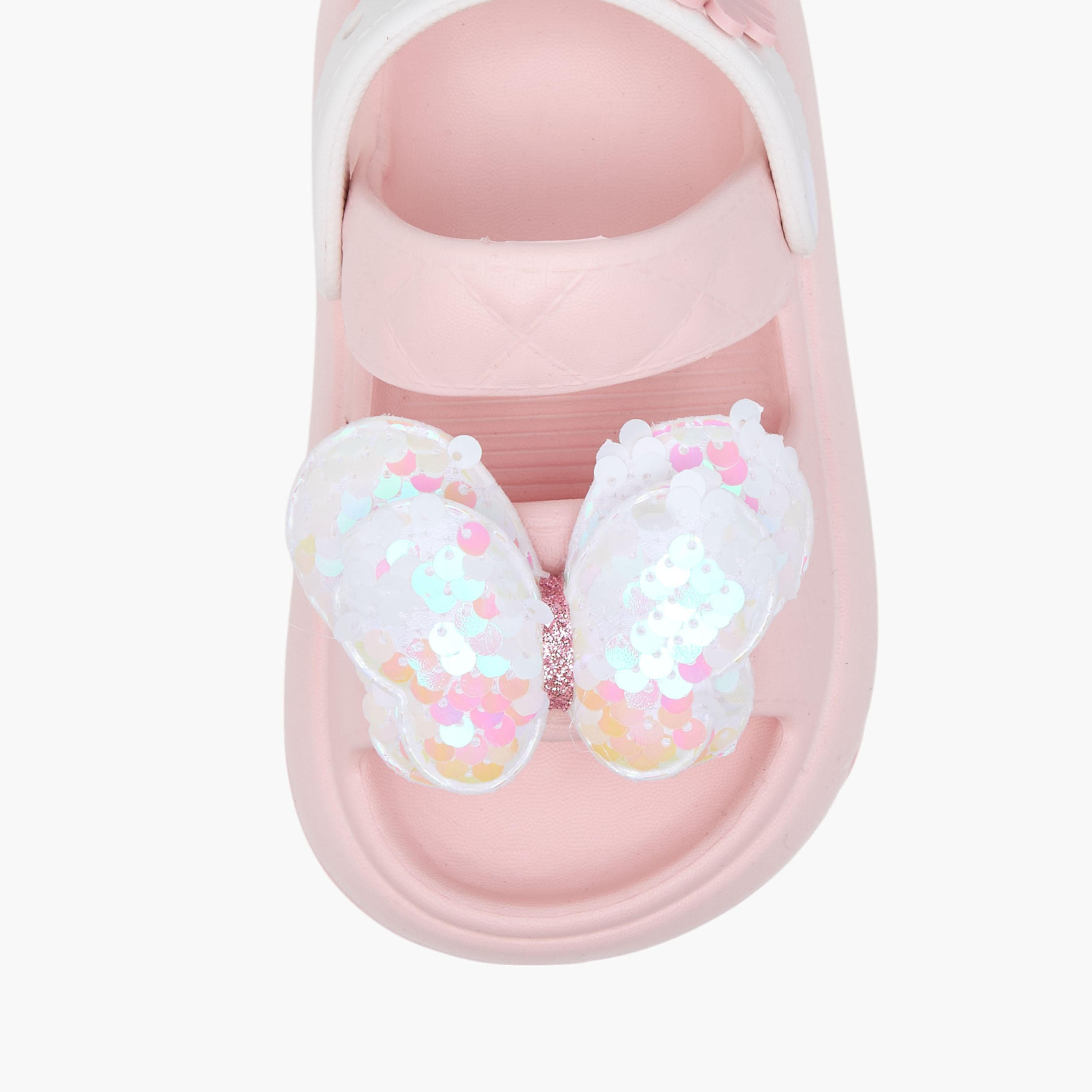 Aqua Butterfly Applique Detail Slides with Backstrap-girls-shoes-flipflopsandslides-image-4