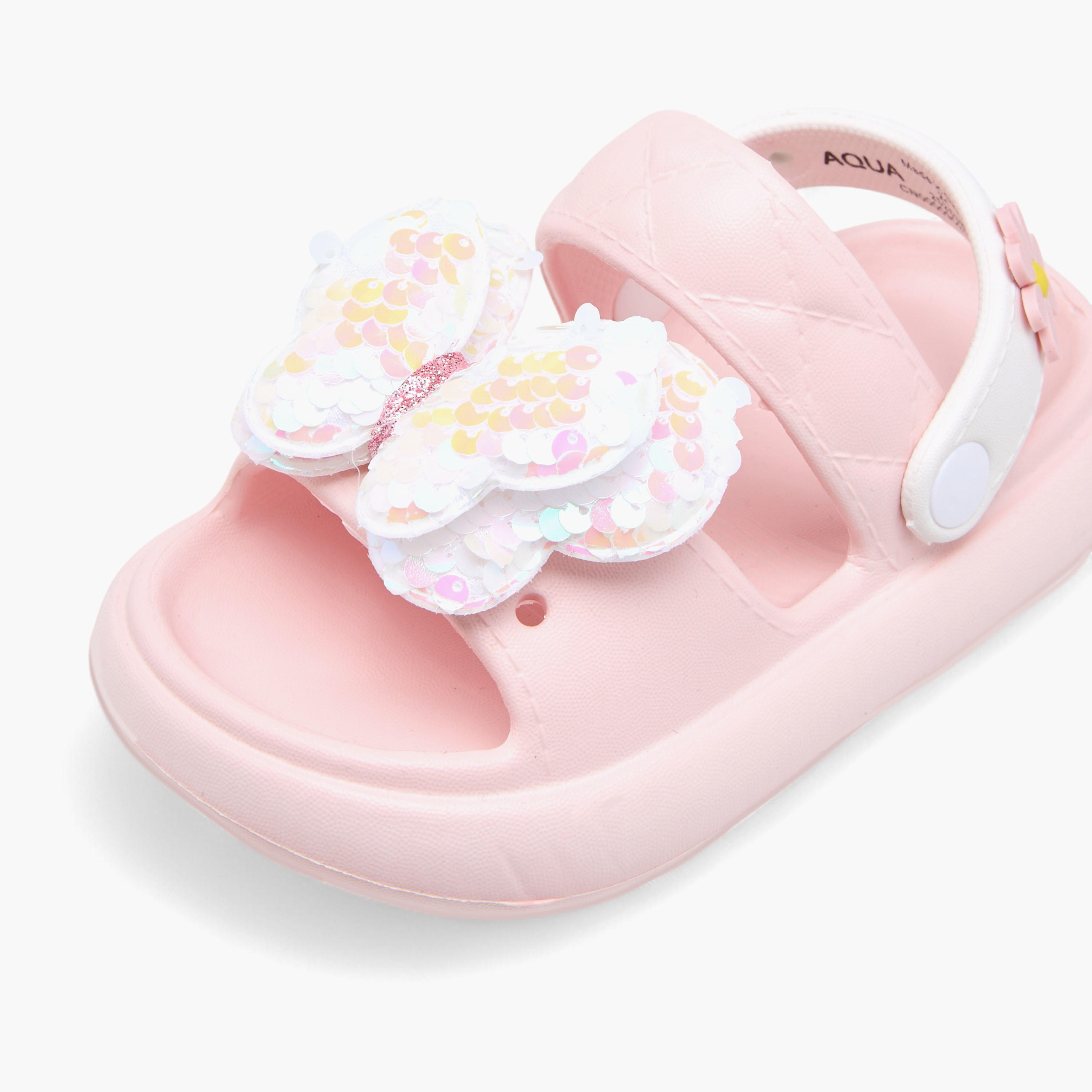 Aqua Butterfly Applique Detail Slides with Backstrap-girls-shoes-flipflopsandslides-image-5