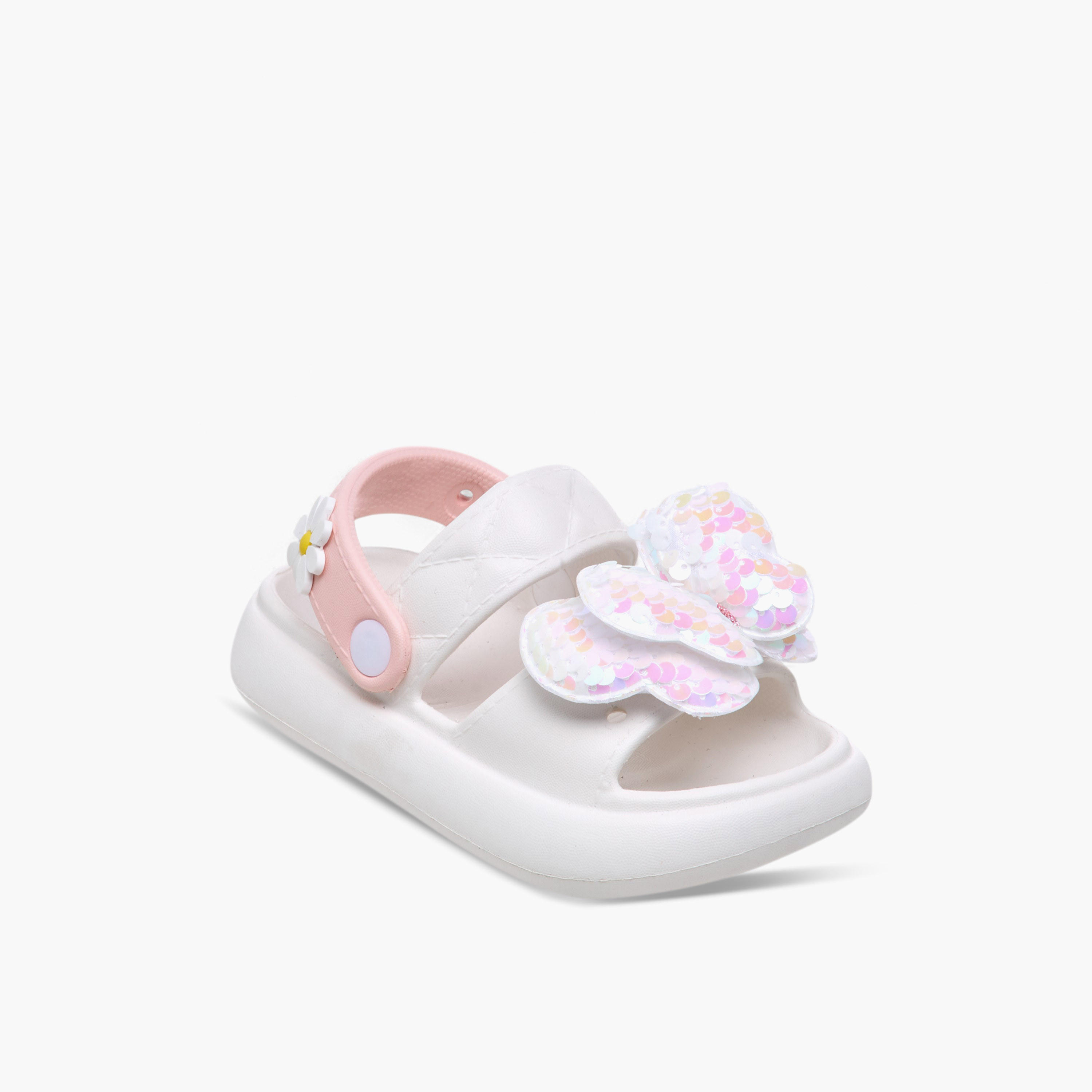 Aqua Butterfly Applique Detail Slides with Backstrap-girls-shoes-flipflopsandslides-image-2