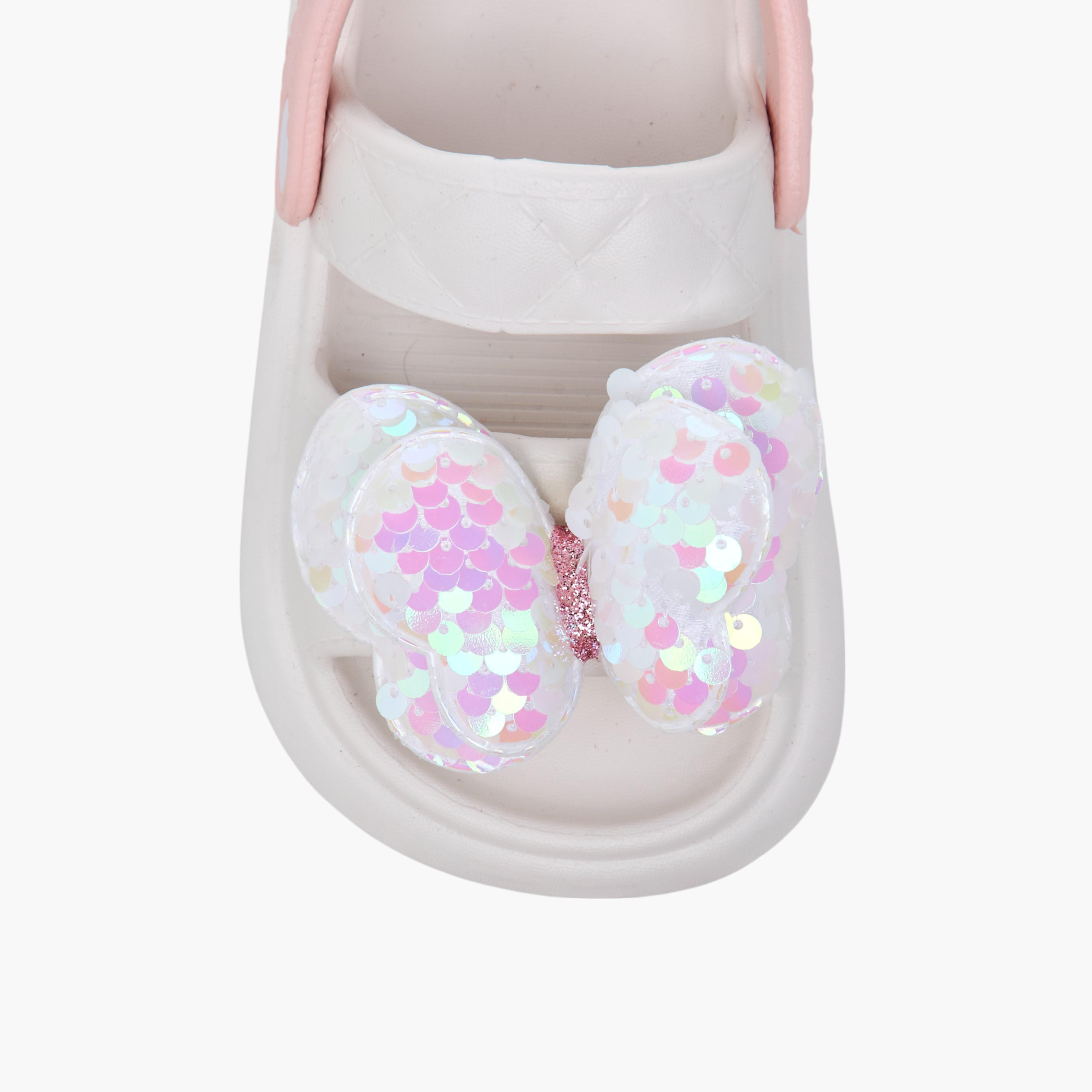 Aqua Butterfly Applique Detail Slides with Backstrap-girls-shoes-flipflopsandslides-image-4