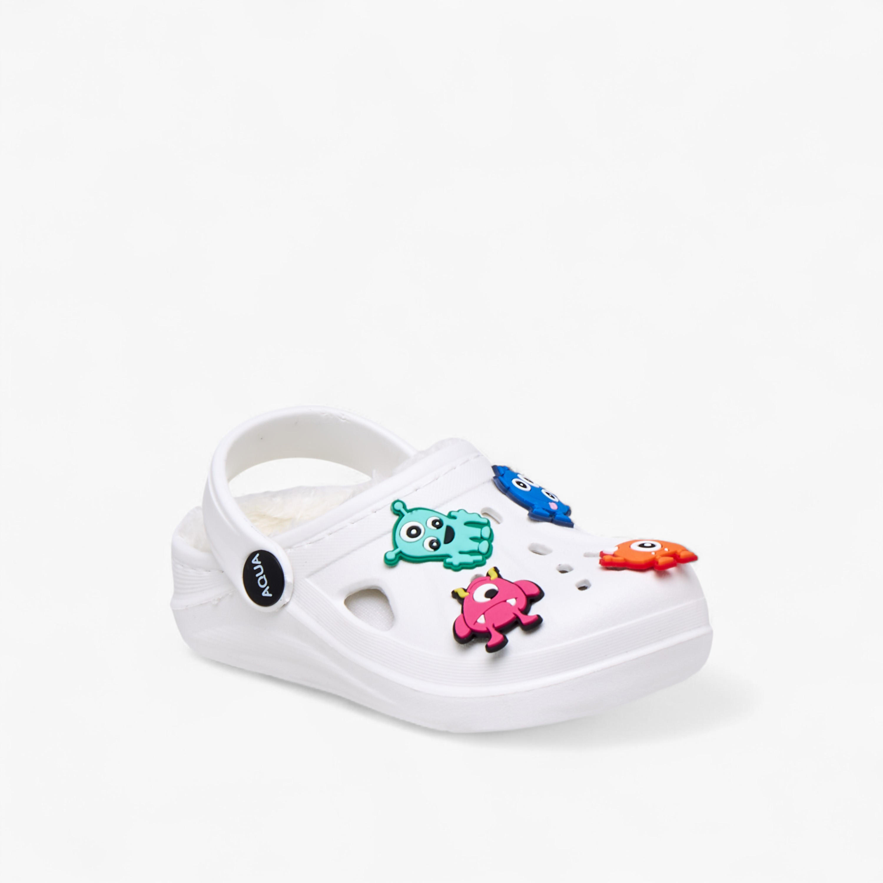 Aqua Boys Fur and Monster Jibbitz Detail Clogs-boys-shoes-sandals-image-2