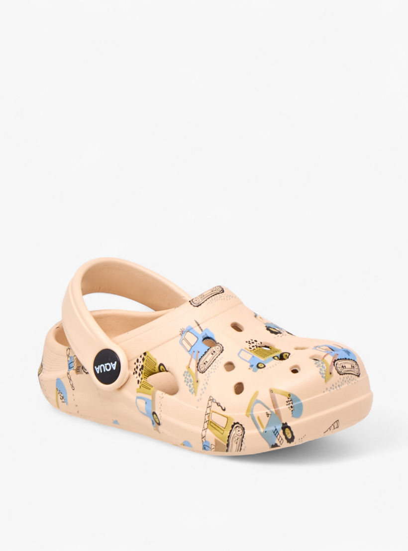 Aqua Boys Vehicle Print Clogs-boys-shoes-sandals-image-2