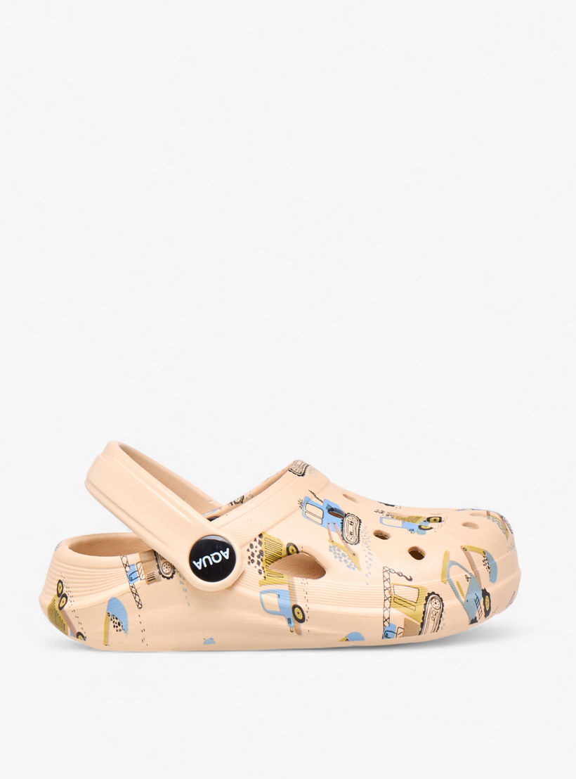 Aqua Boys Vehicle Print Clogs-boys-shoes-sandals-image-3