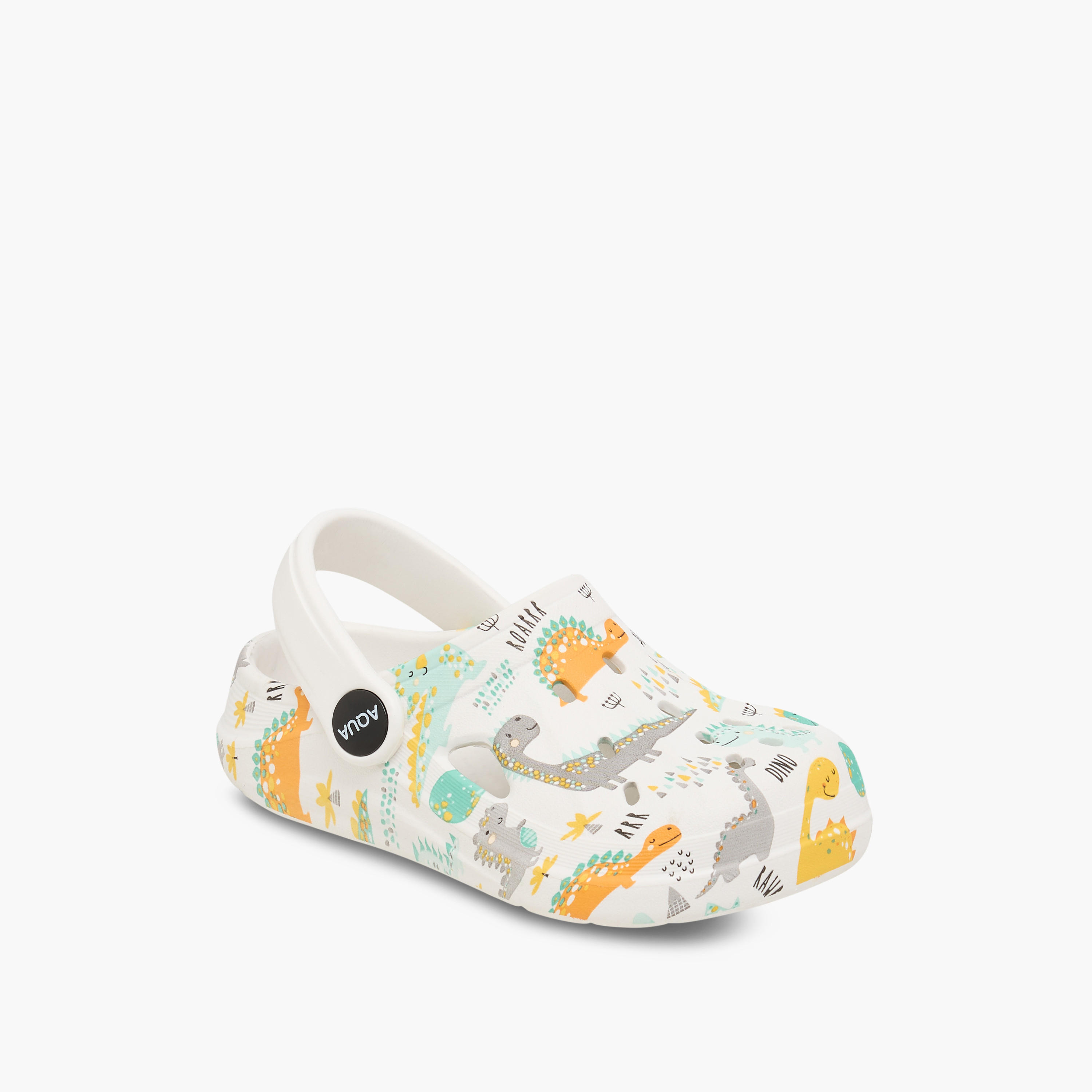 Aqua Dino Print Clogs with Backstrap-boys-shoes-sandals-image-2