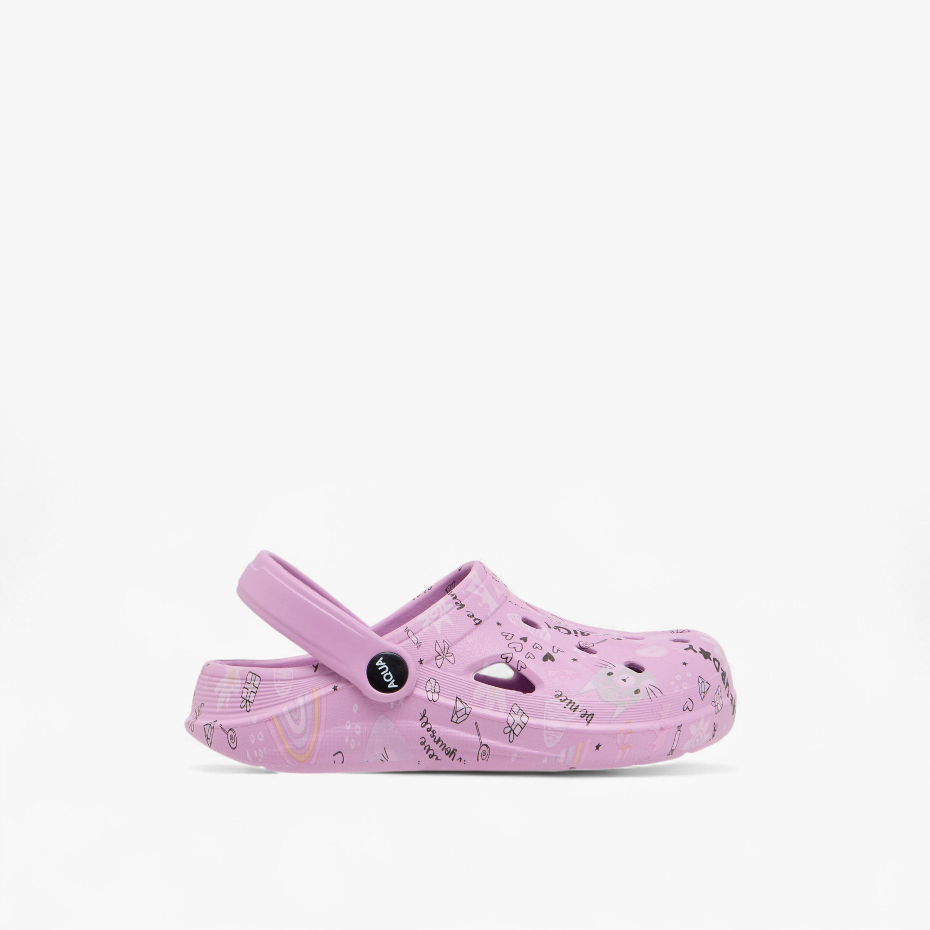 Aqua Printed Clogs with Backstrap-girls-shoes-sandals-image-3