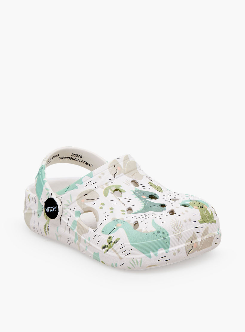 Aqua Boys Dinosaur Print Clogs-boys-shoes-sandals-image-2