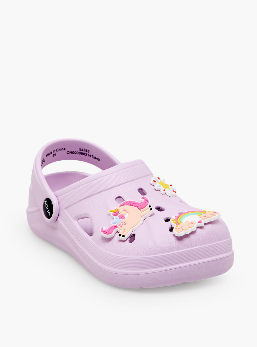 Aqua Girls Unicorn Jibbitz Clogs-girls-shoes-sandals-image-2