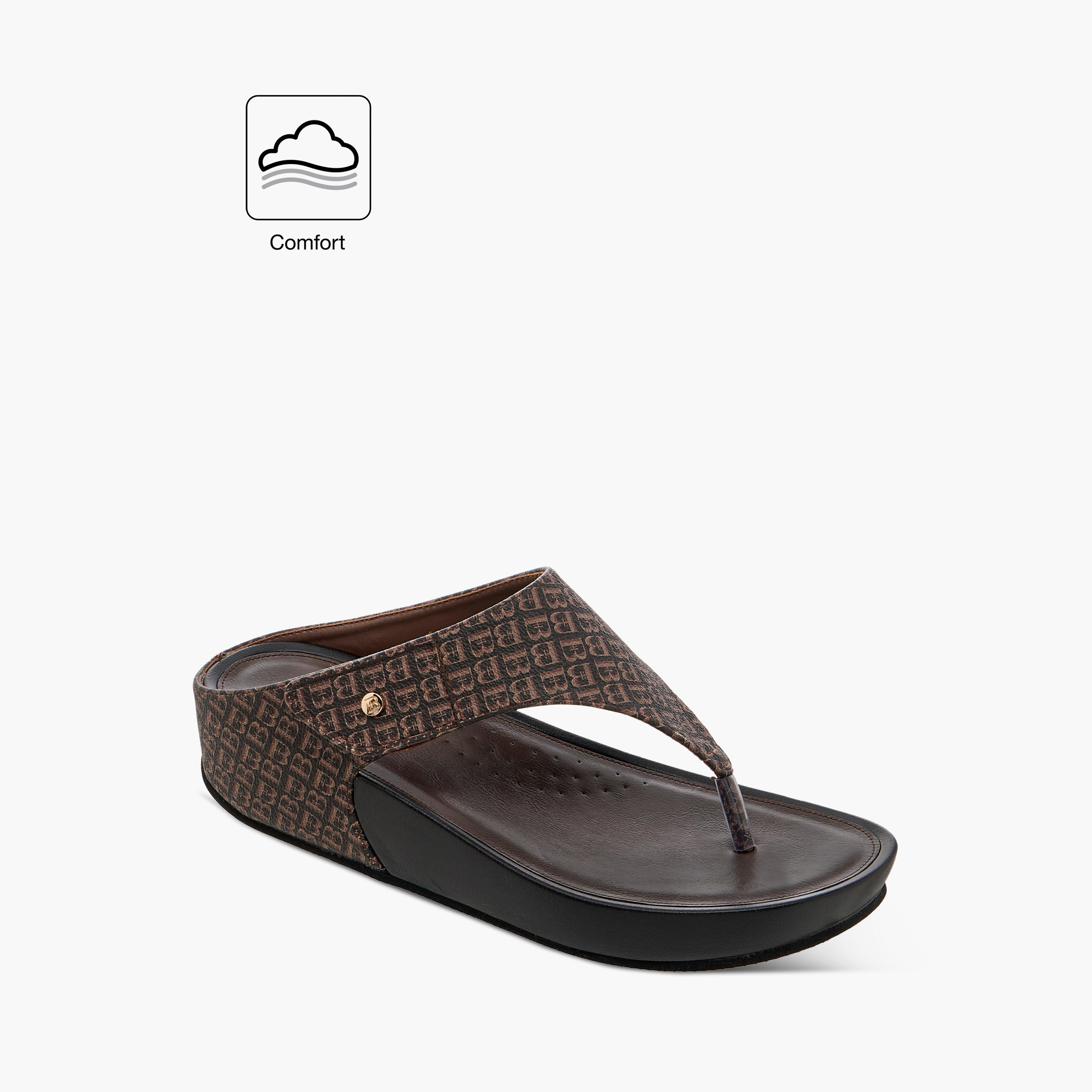 صندل مريح سهل الارتداء بكعب ويدج وطبعات مونوجرام من فلورا بيلا-women-shoes-sandals-heeled-image-2