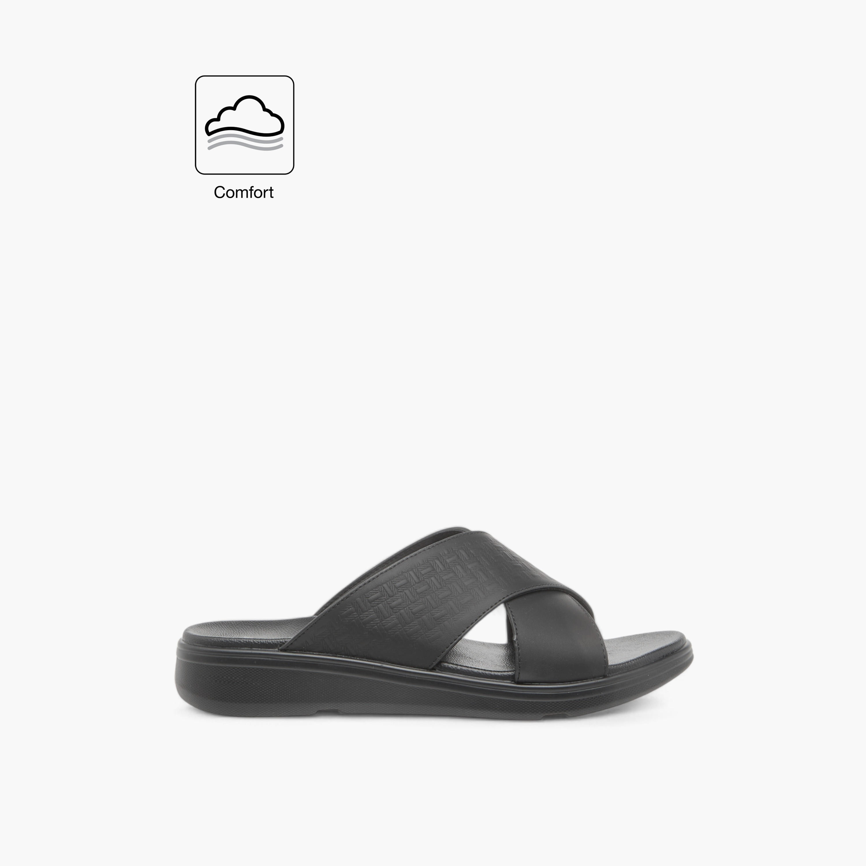 LBL by Shoexpress Textured Slip-On Cross Strap Comfort Sandals-men-shoes-sandals-image-2