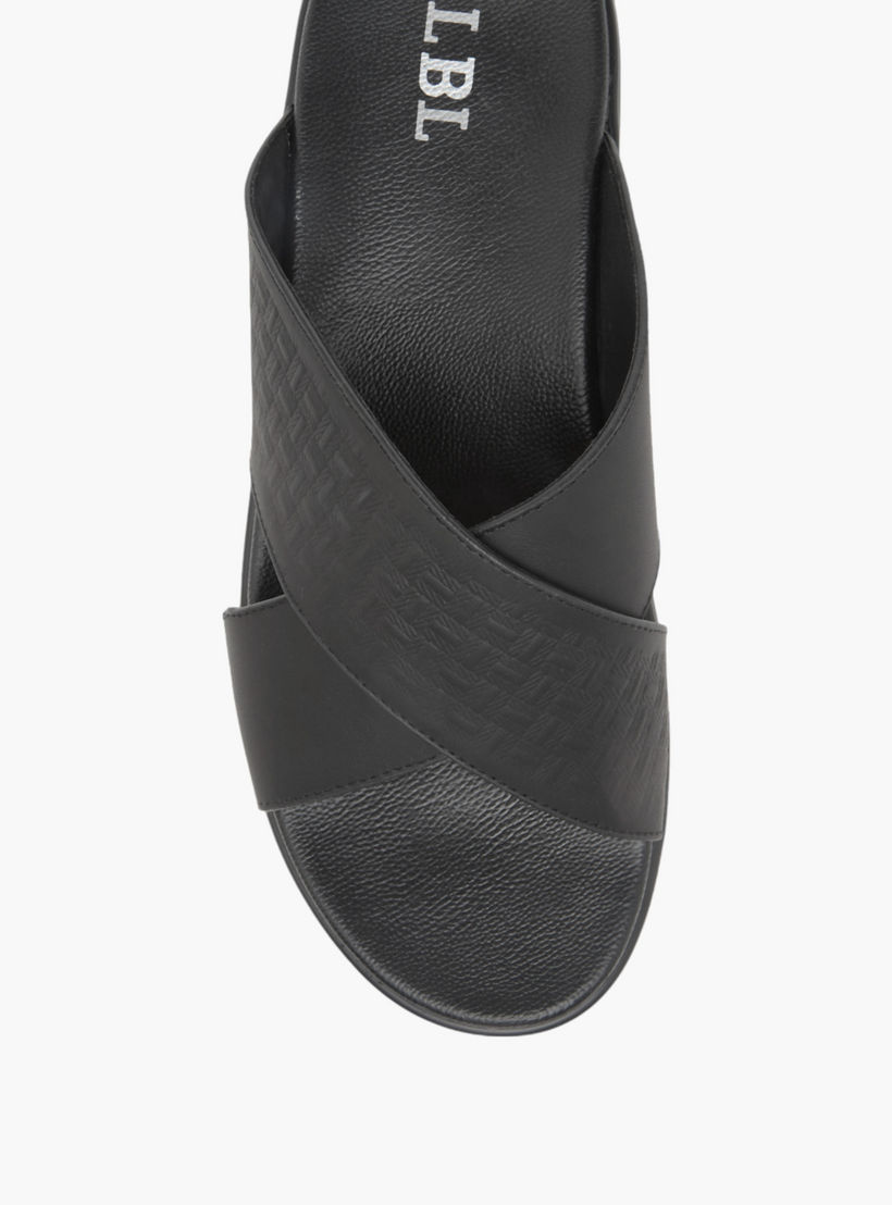 LBL by Shoexpress Textured Slip-On Cross Strap Comfort Sandals-men-shoes-sandals-image-3