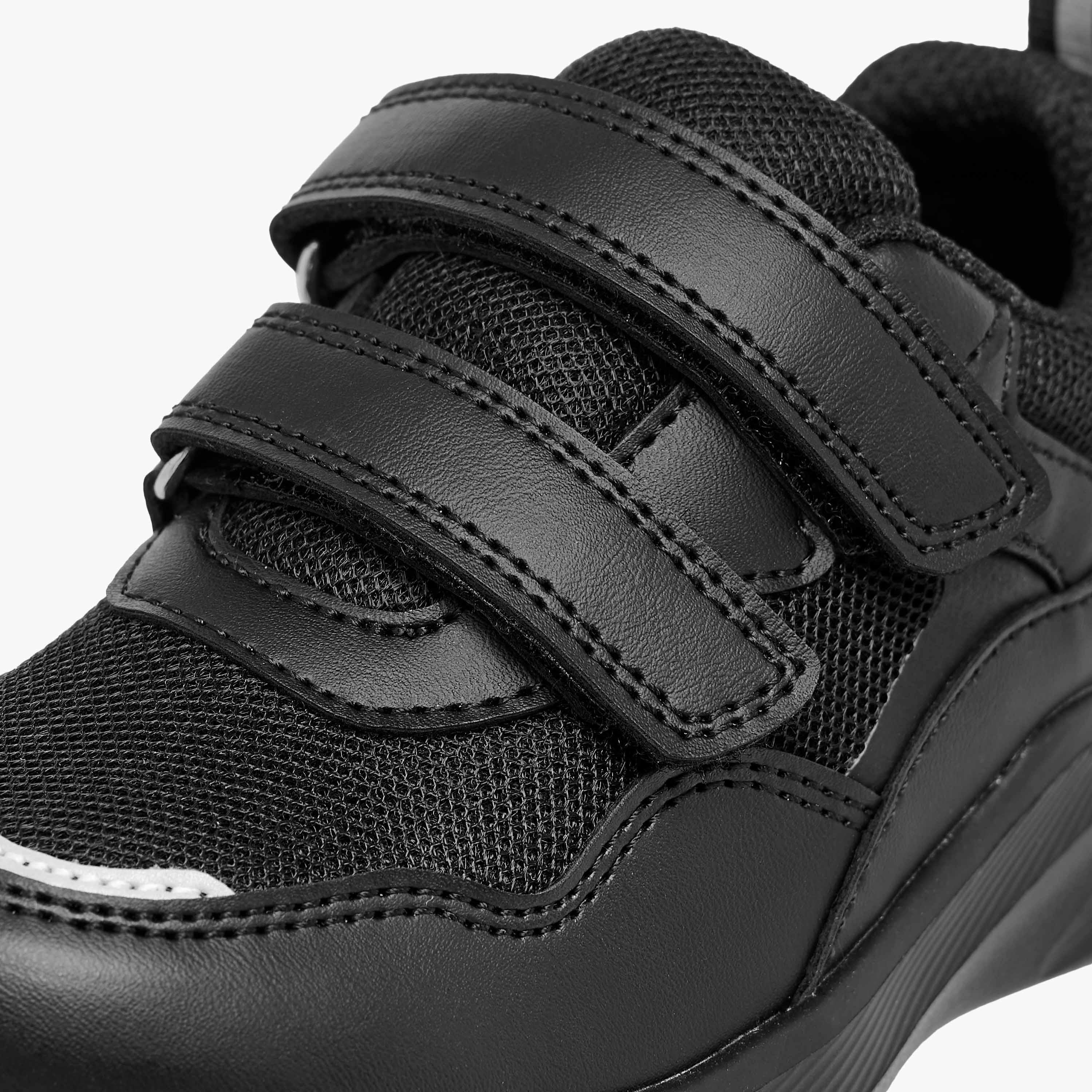 LBL by Shoexpress Panelled School Shoes with Hook and Loop Closure-girls-shoes-schoolshoes-image-4