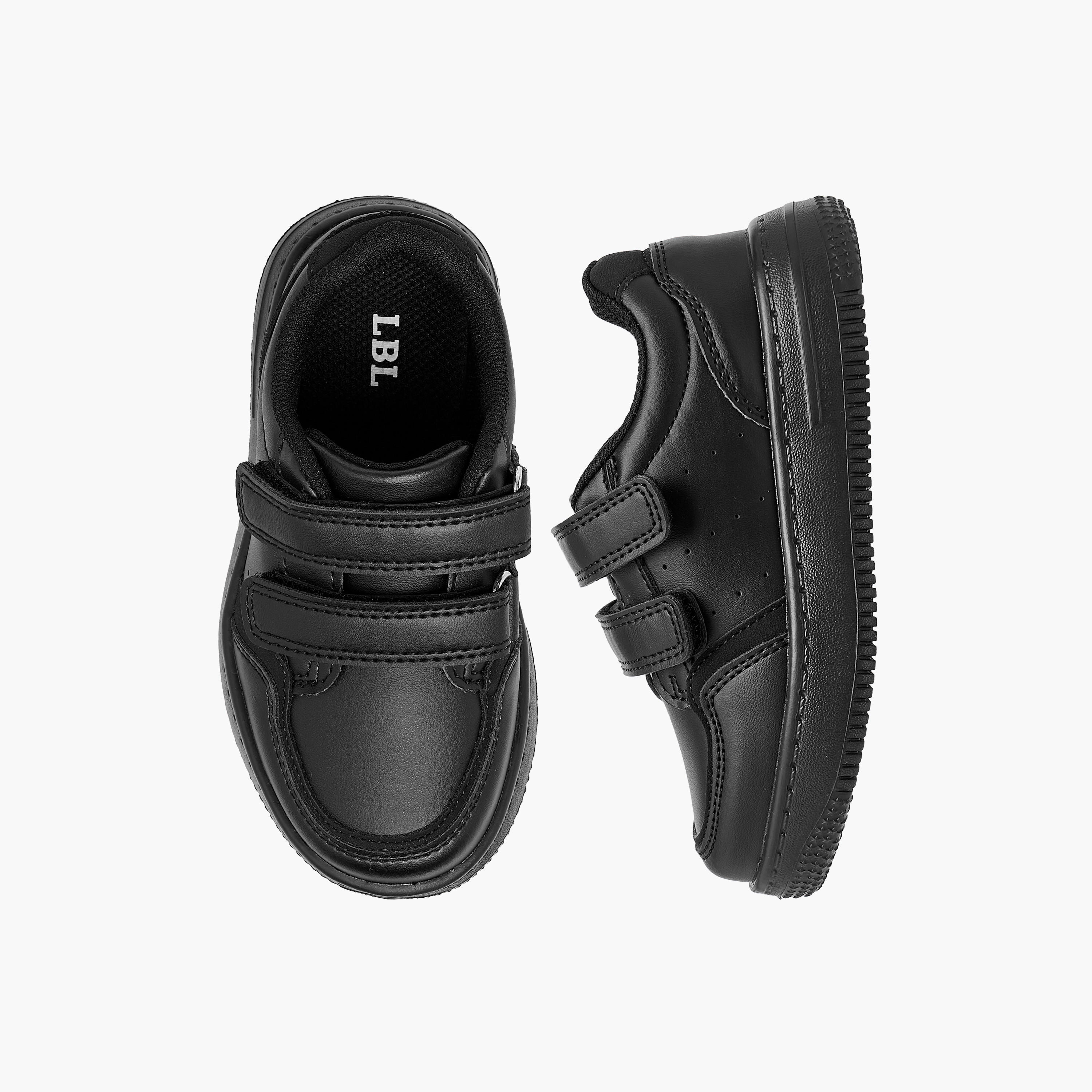 LBL by Shoexpress Perforated School Shoes with Hook and Loop Closure-girls-shoes-schoolshoes-image-1