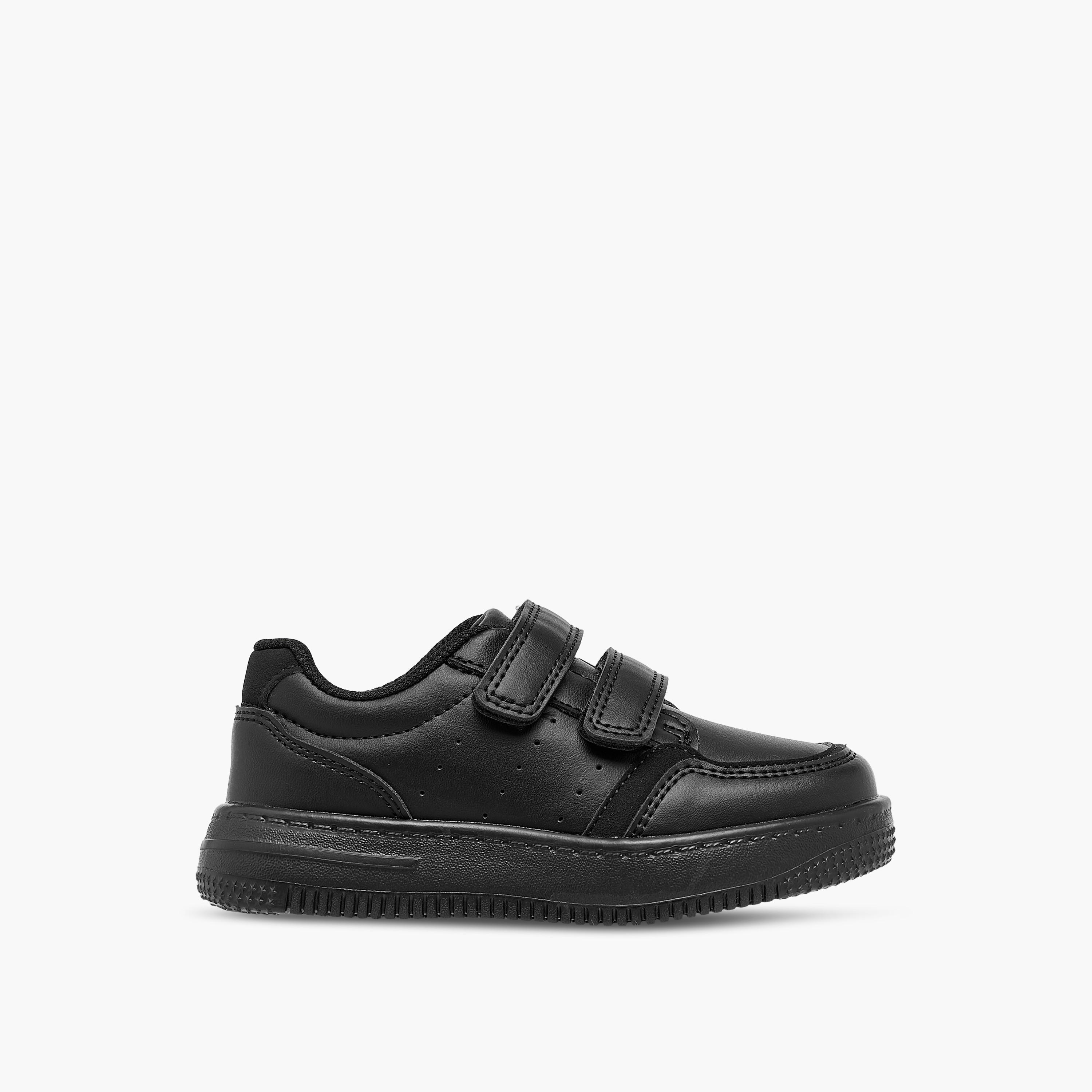 LBL by Shoexpress Perforated School Shoes with Hook and Loop Closure-girls-shoes-schoolshoes-image-3