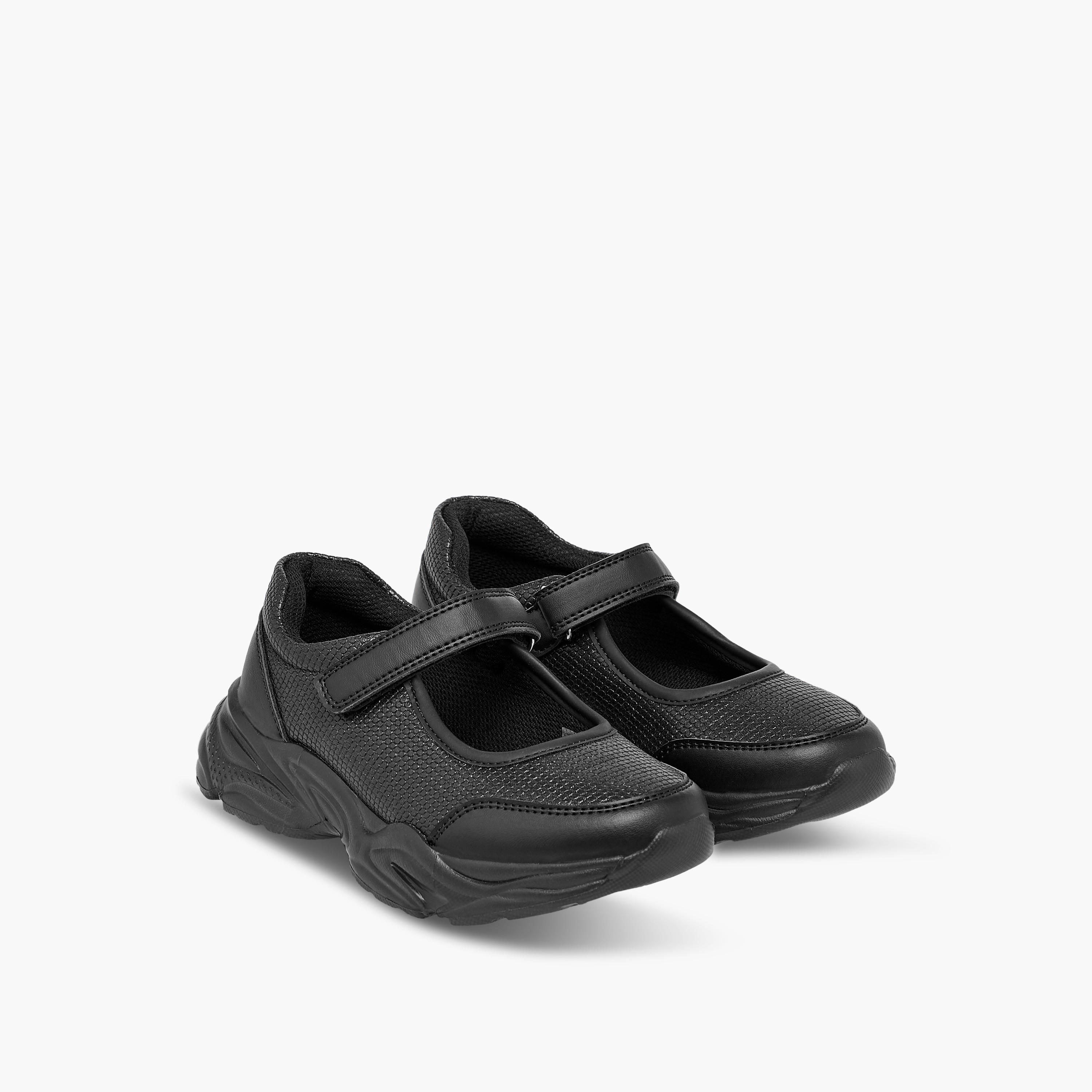 Flora Bella Textured Mary Jane School Shoes with Hook and Loop Closure-girls-shoes-schoolshoes-image-1