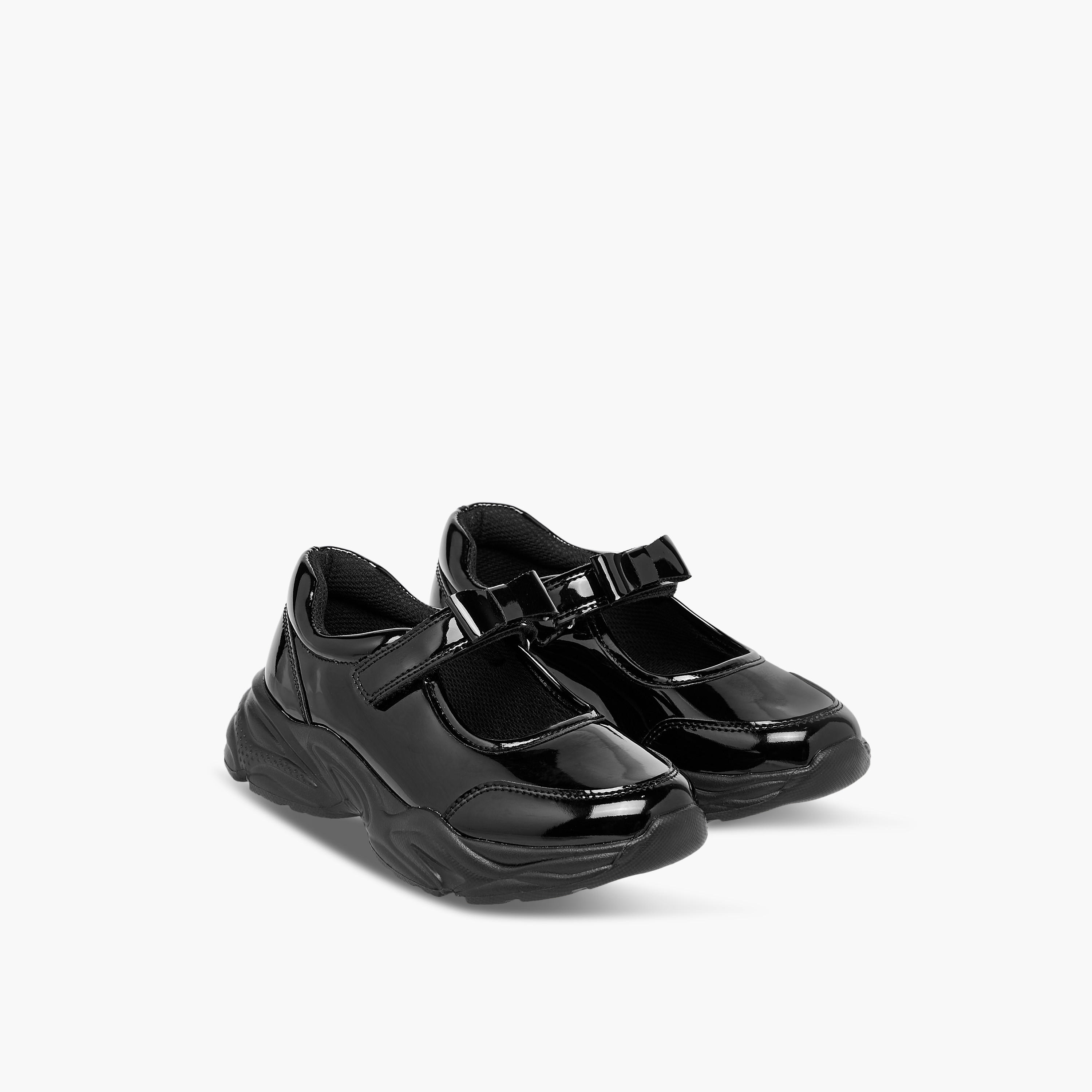 Flora Bella Bow Detail Mary Jane School Shoes with Hook and Loop Closure-girls-shoes-schoolshoes-image-1
