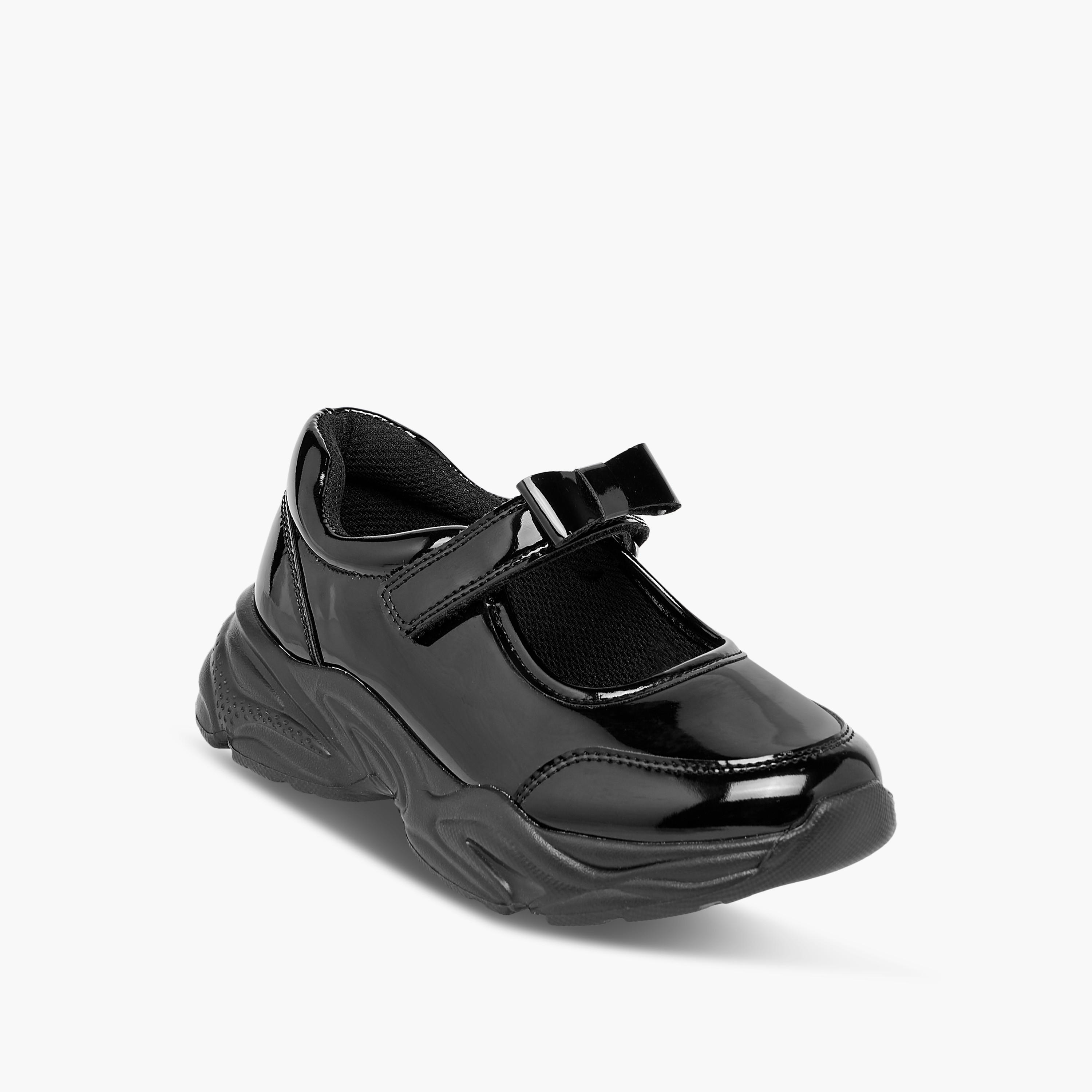 Flora Bella Bow Detail Mary Jane School Shoes with Hook and Loop Closure-girls-shoes-schoolshoes-image-2