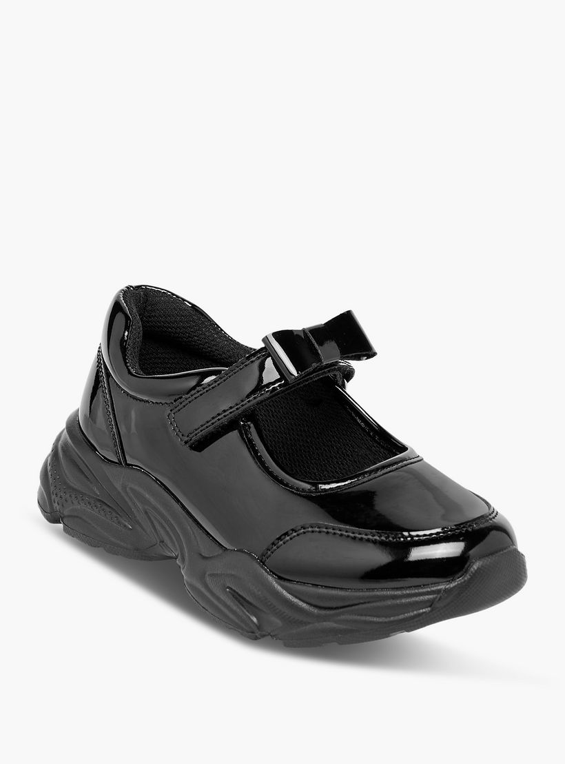 Flora Bella Bow Detail Mary Jane School Shoes with Hook and Loop Closure-girls-shoes-schoolshoes-image-2