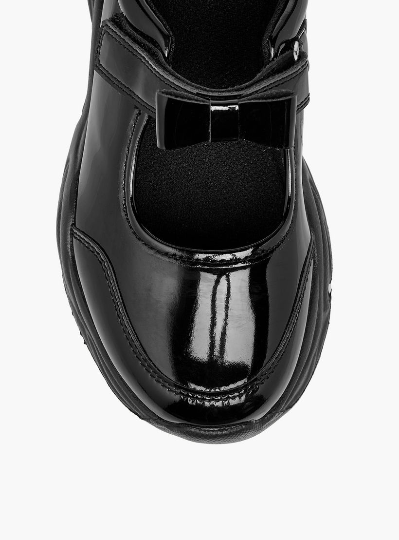 Flora Bella Bow Detail Mary Jane School Shoes with Hook and Loop Closure-girls-shoes-schoolshoes-image-4