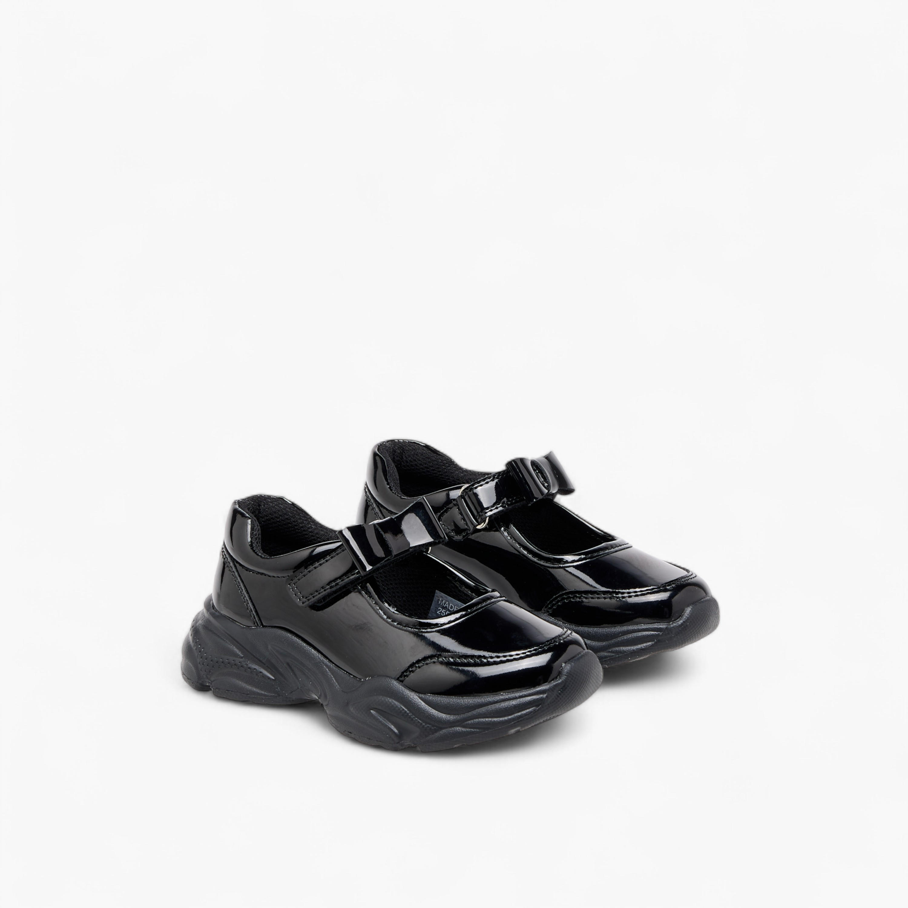 Flora Bella Panelled Mary Jane School Shoes with Hook and Loop Closure-girls-shoes-schoolshoes-image-1