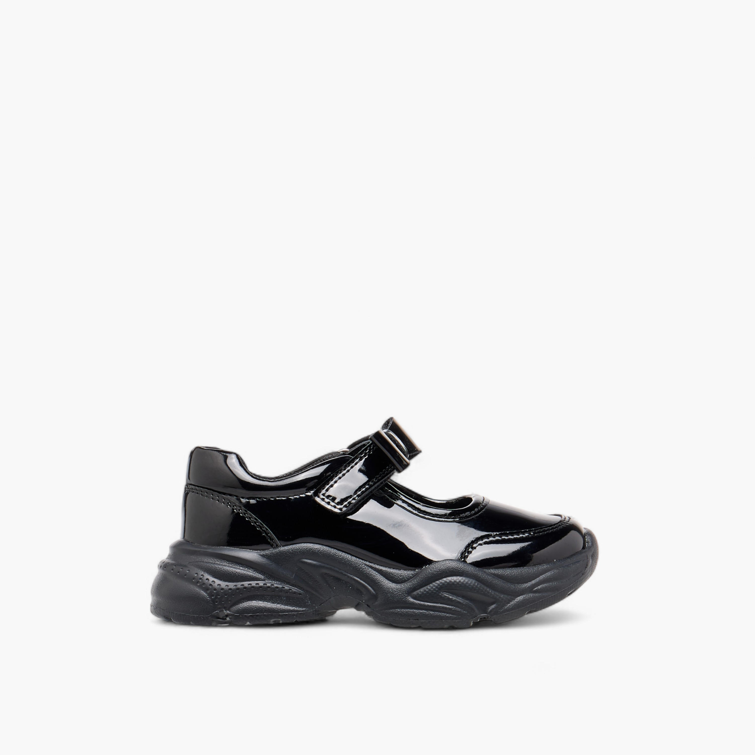 Flora Bella Panelled Mary Jane School Shoes with Hook and Loop Closure-girls-shoes-schoolshoes-image-3
