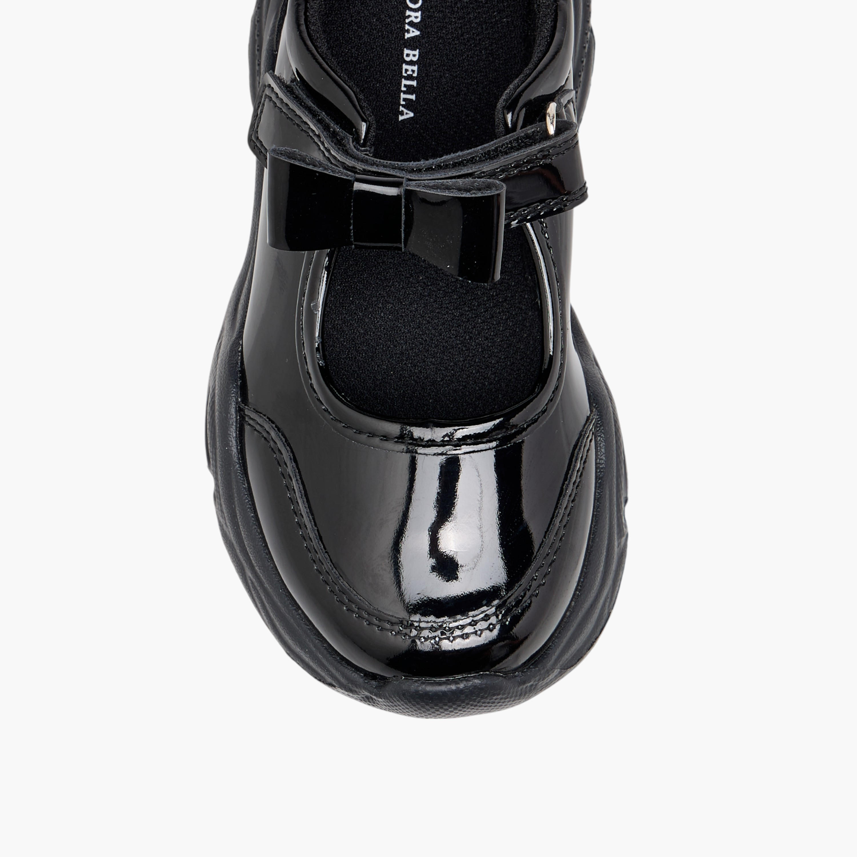 Flora Bella Panelled Mary Jane School Shoes with Hook and Loop Closure-girls-shoes-schoolshoes-image-4