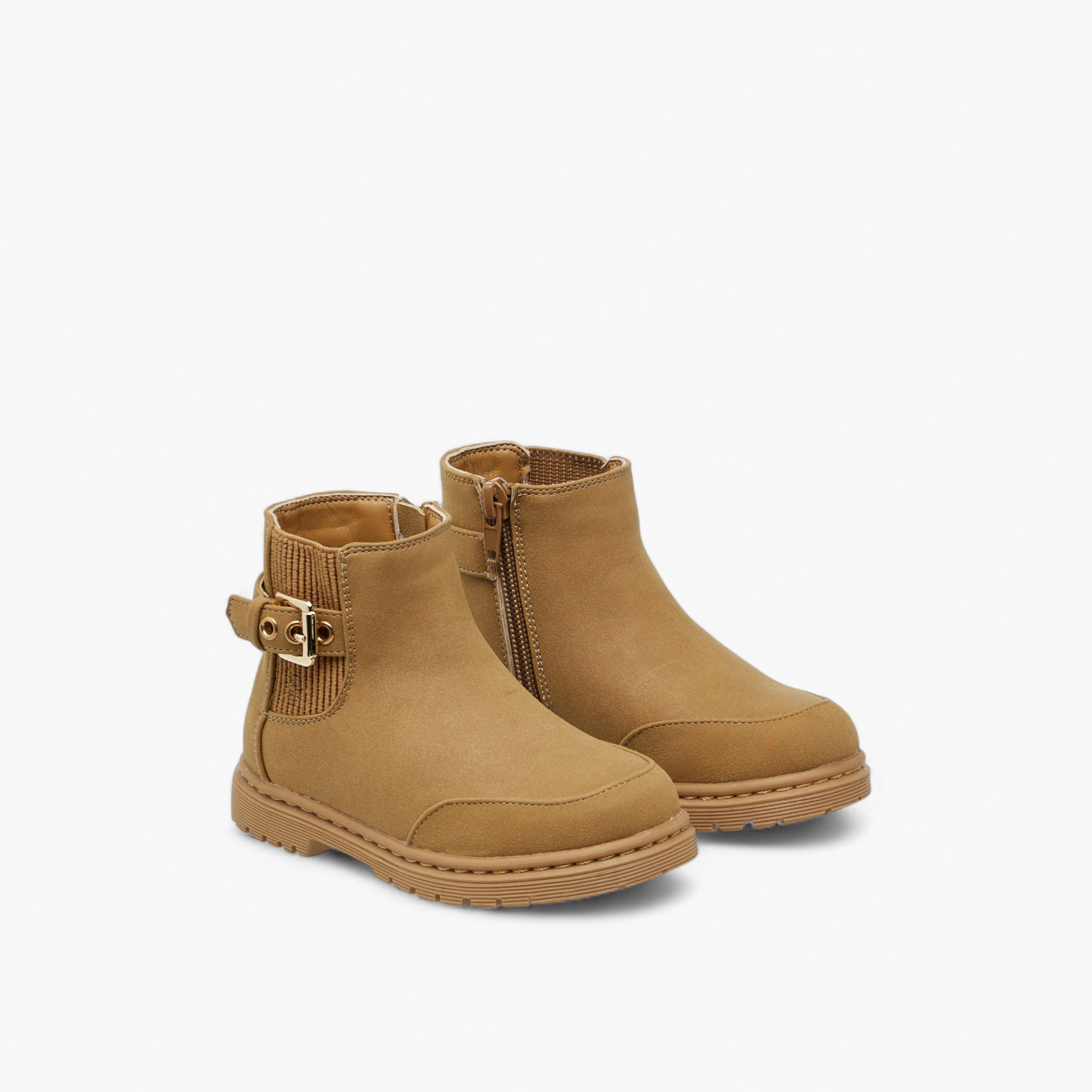 Flora Bella Solid Boots with Zip Closure and Buckle Detail-girls-shoes-boots-image-1
