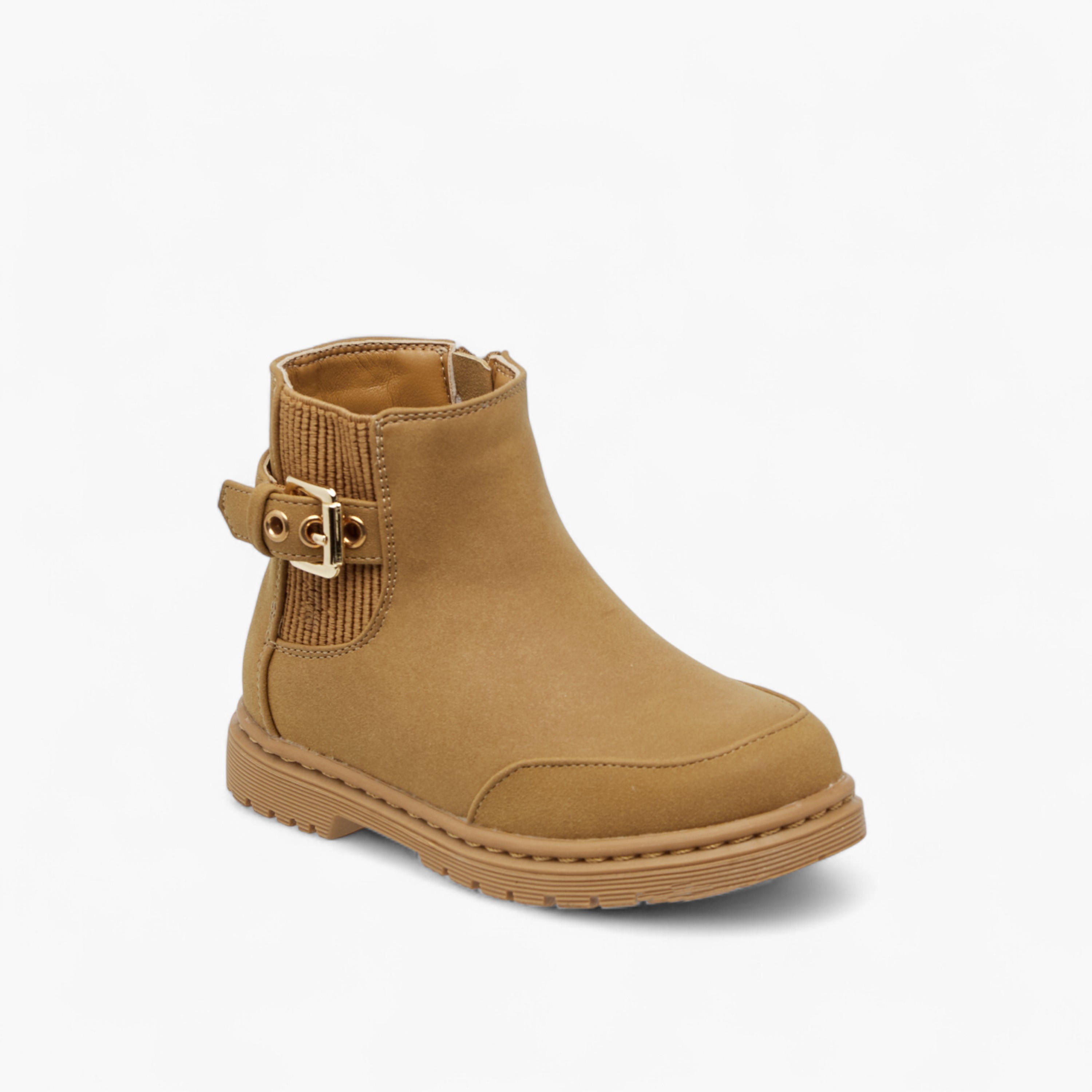 Flora Bella Solid Boots with Zip Closure and Buckle Detail-girls-shoes-boots-image-2