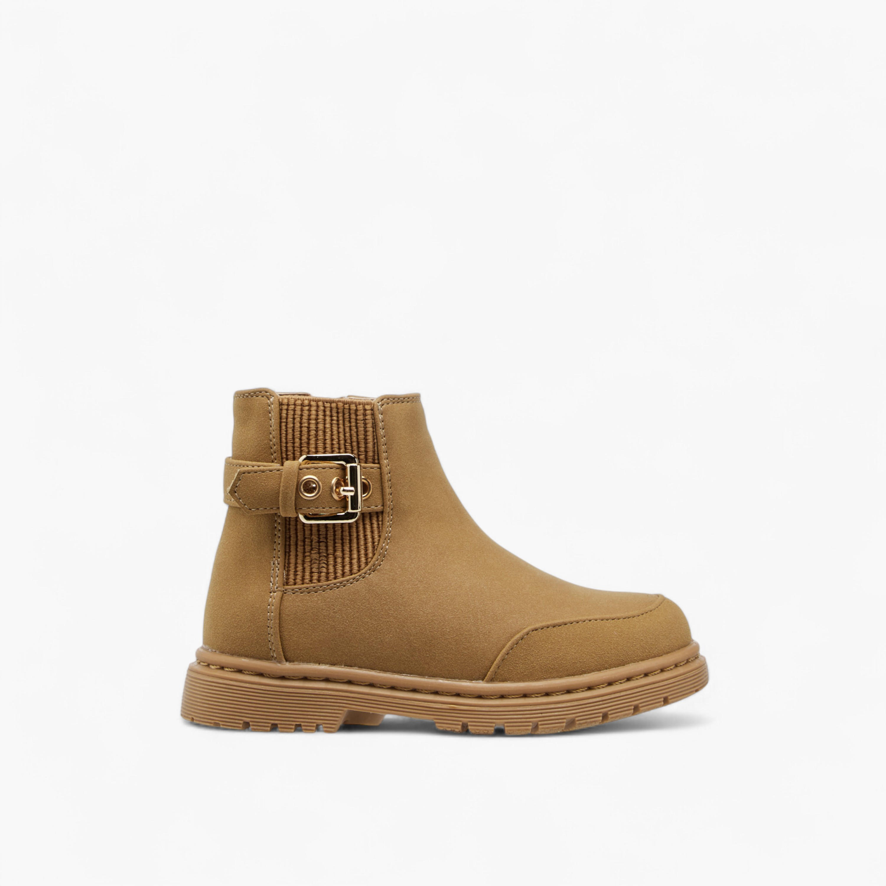 Flora Bella Solid Boots with Zip Closure and Buckle Detail-girls-shoes-boots-image-3
