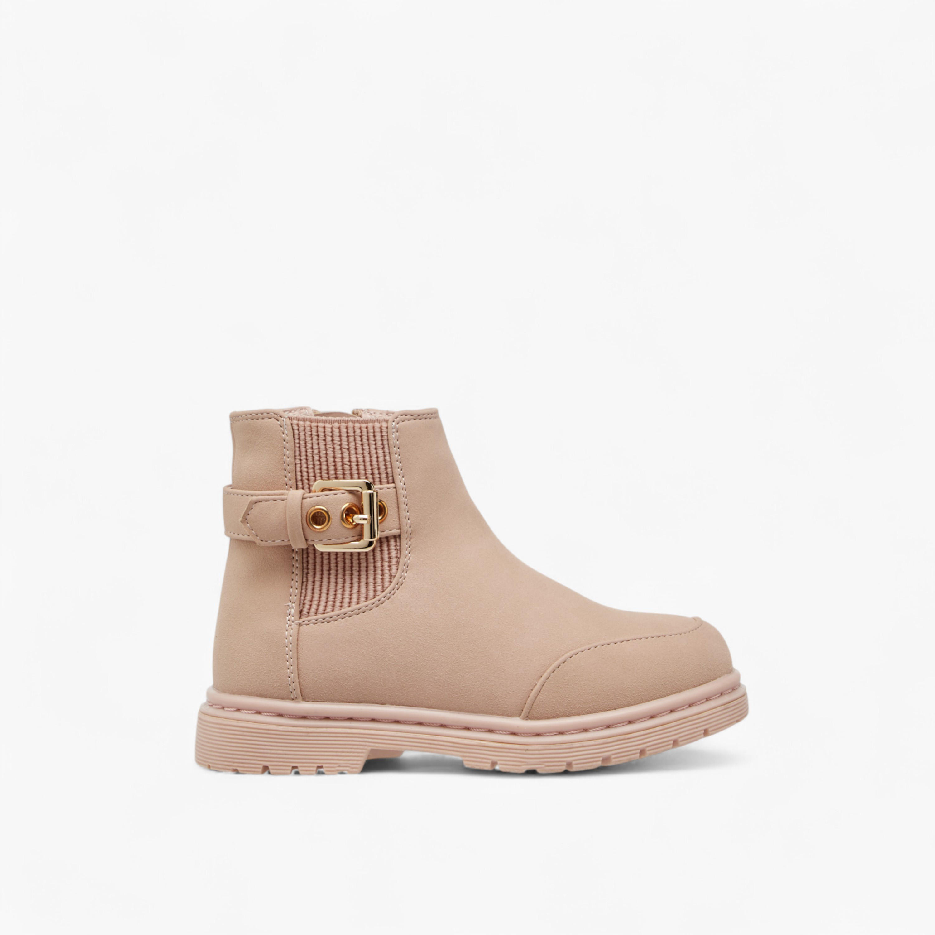 Flora Bella Solid Boots with Zip Closure and Buckle Detail-girls-shoes-boots-image-3