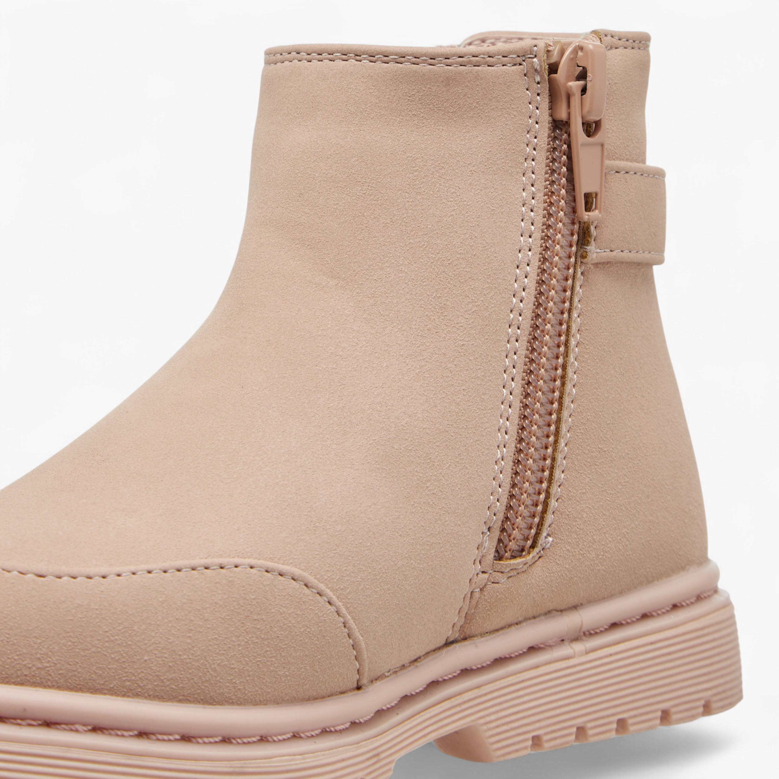 Flora Bella Solid Boots with Zip Closure and Buckle Detail-girls-shoes-boots-image-4