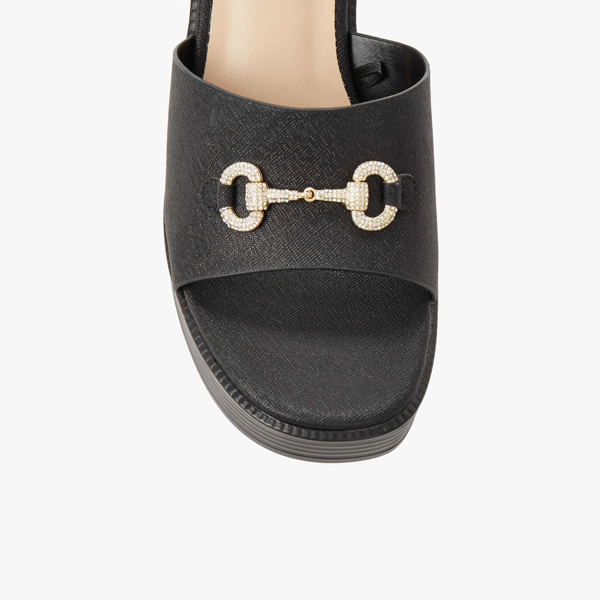 Surestep Women Lightweight Metallic Block Heel Sandals with Embellished Buckle-women-shoes-sandals-heeled-image-5