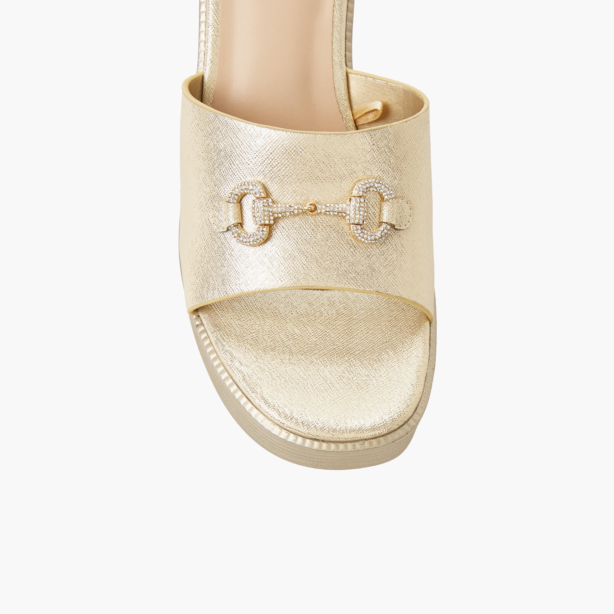 Surestep Women Lightweight Metallic Block Heel Sandals with Embellished Buckle-women-shoes-sandals-heeled-image-5