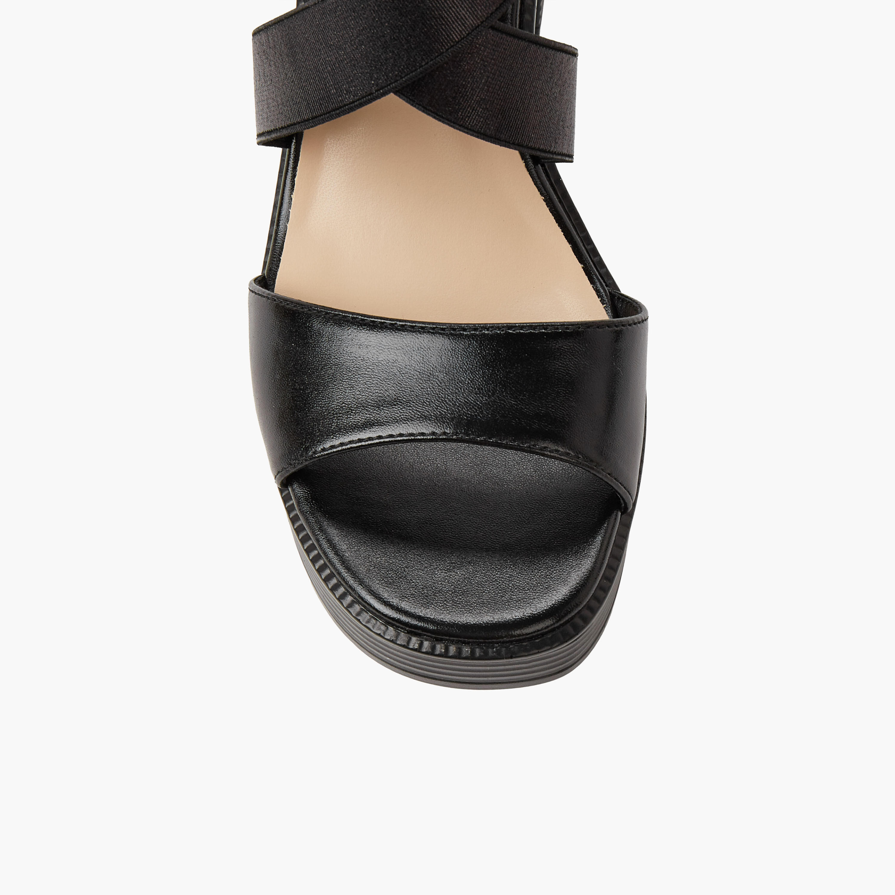 Surestep Women Lightweight Metallic Block Heel Sandals with Elastic Cross Straps-women-shoes-sandals-heeled-image-5