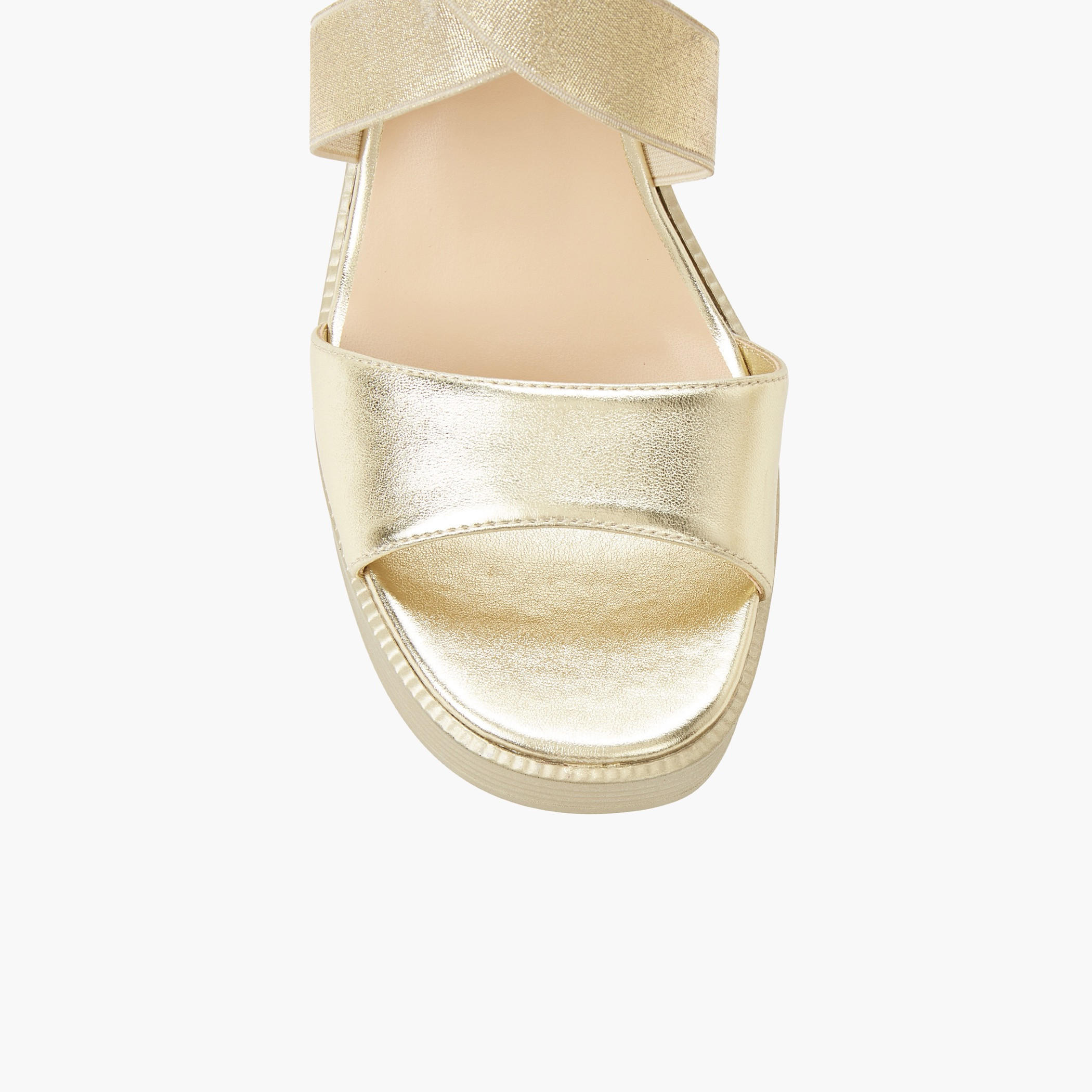Surestep Women Lightweight Metallic Block Heel Sandals with Elastic Cross Straps-women-shoes-sandals-heeled-image-5