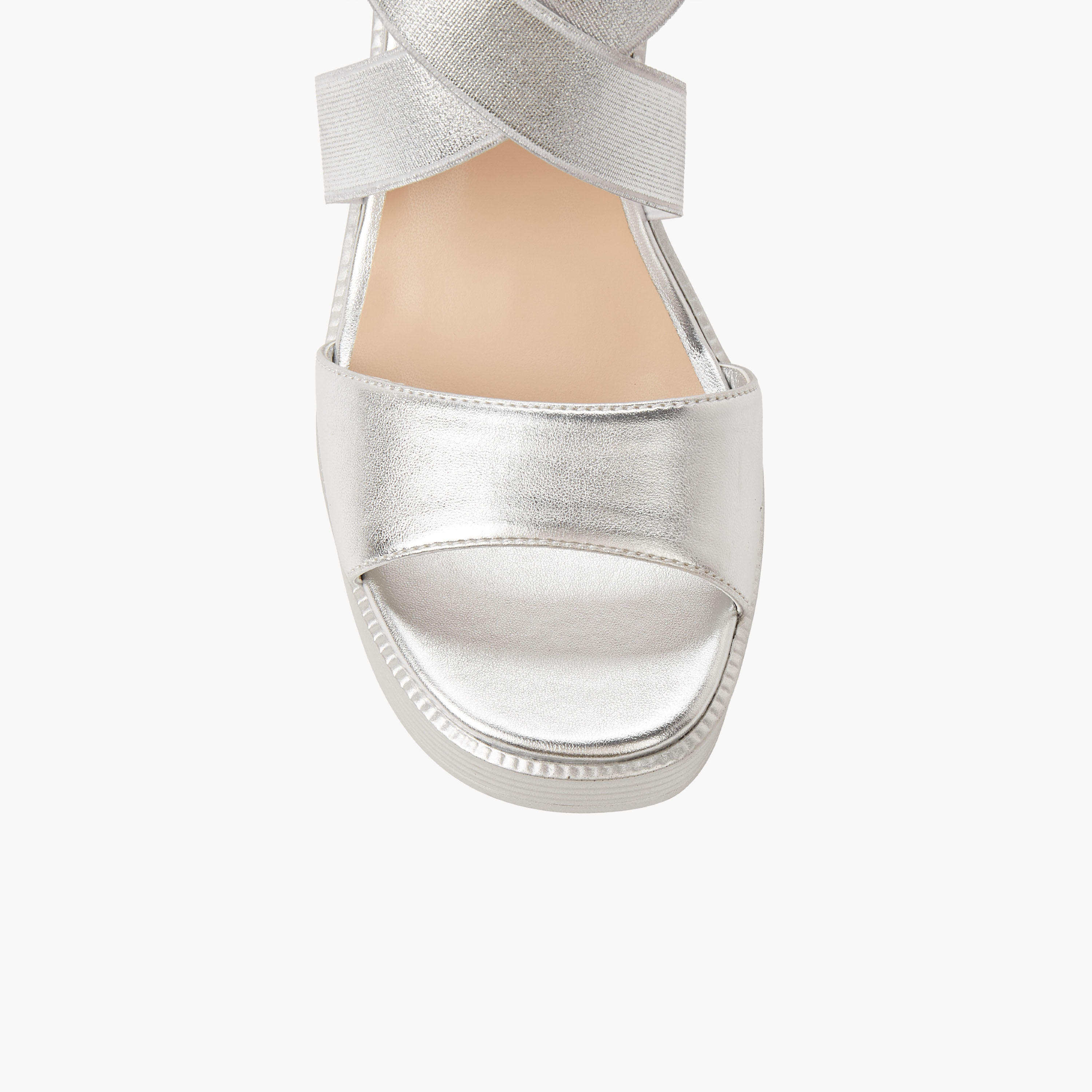 Surestep Women Lightweight Metallic Block Heel Sandals with Elastic Cross Straps-women-shoes-sandals-heeled-image-5