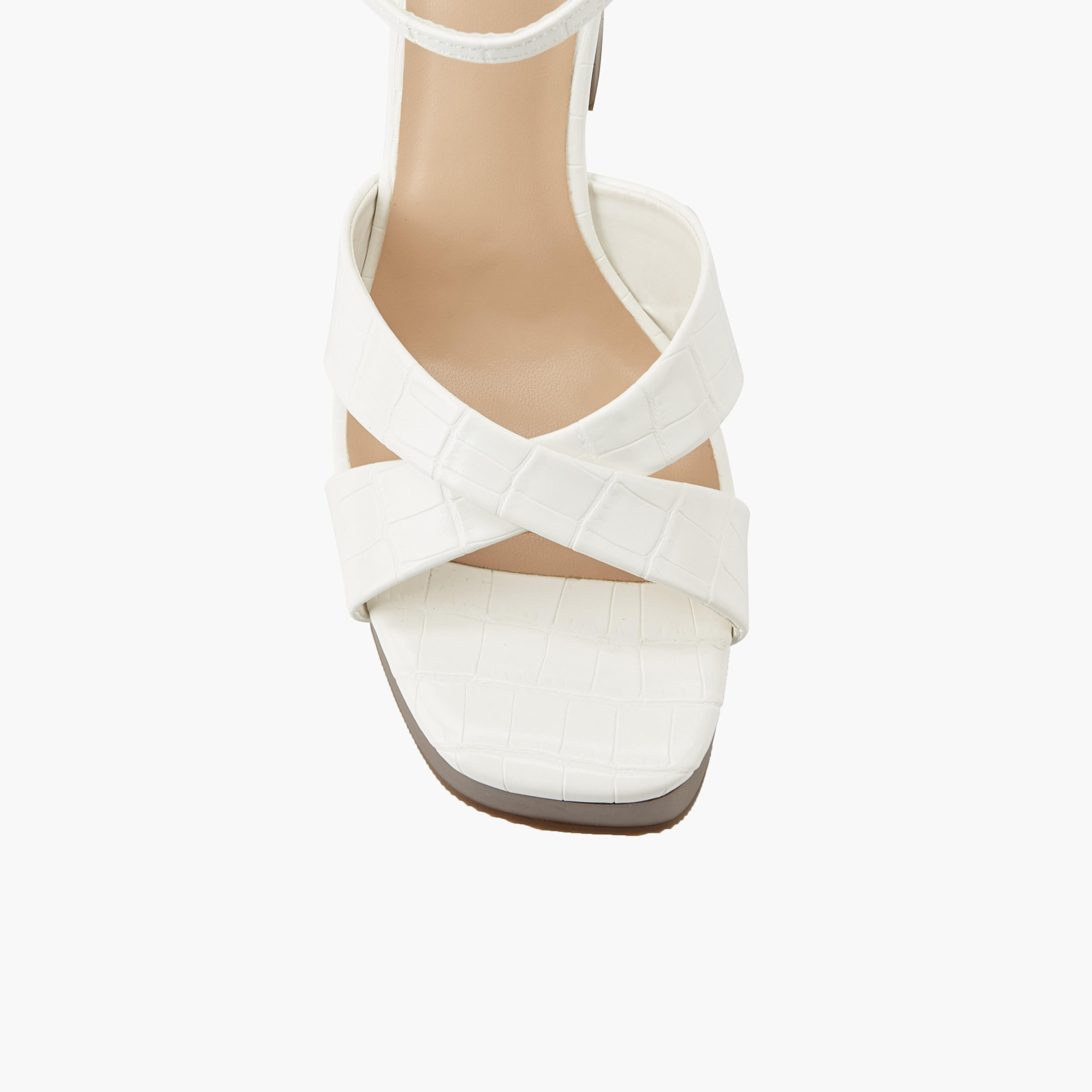 Surestep Women Textured Lightweight Platform Heel Sandals with Ankle Strap-women-shoes-sandals-heeled-image-5