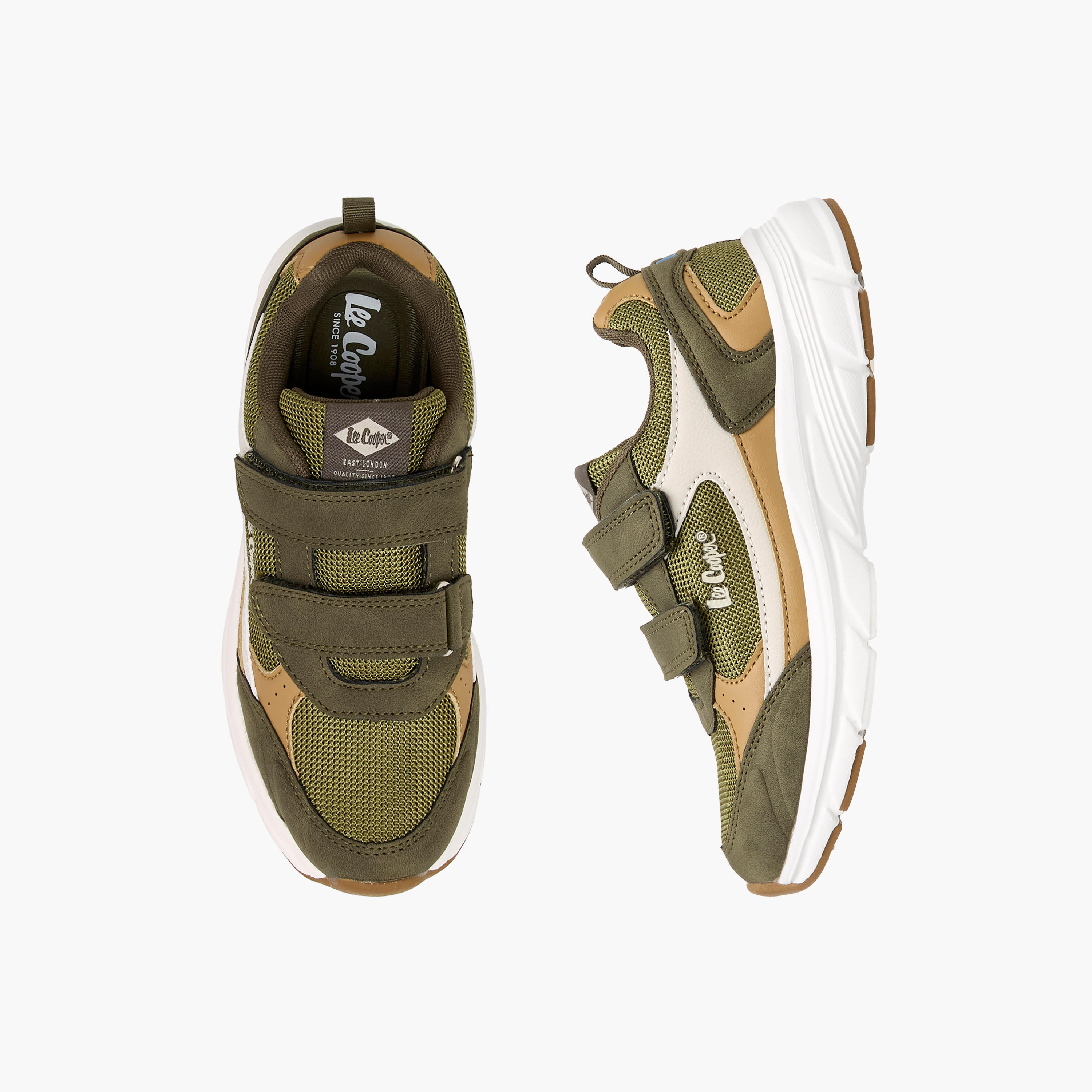 Lee Cooper Boys' Panelled Sneakers with Hook and Loop Closure-boys-shoes-sneakers-image-1
