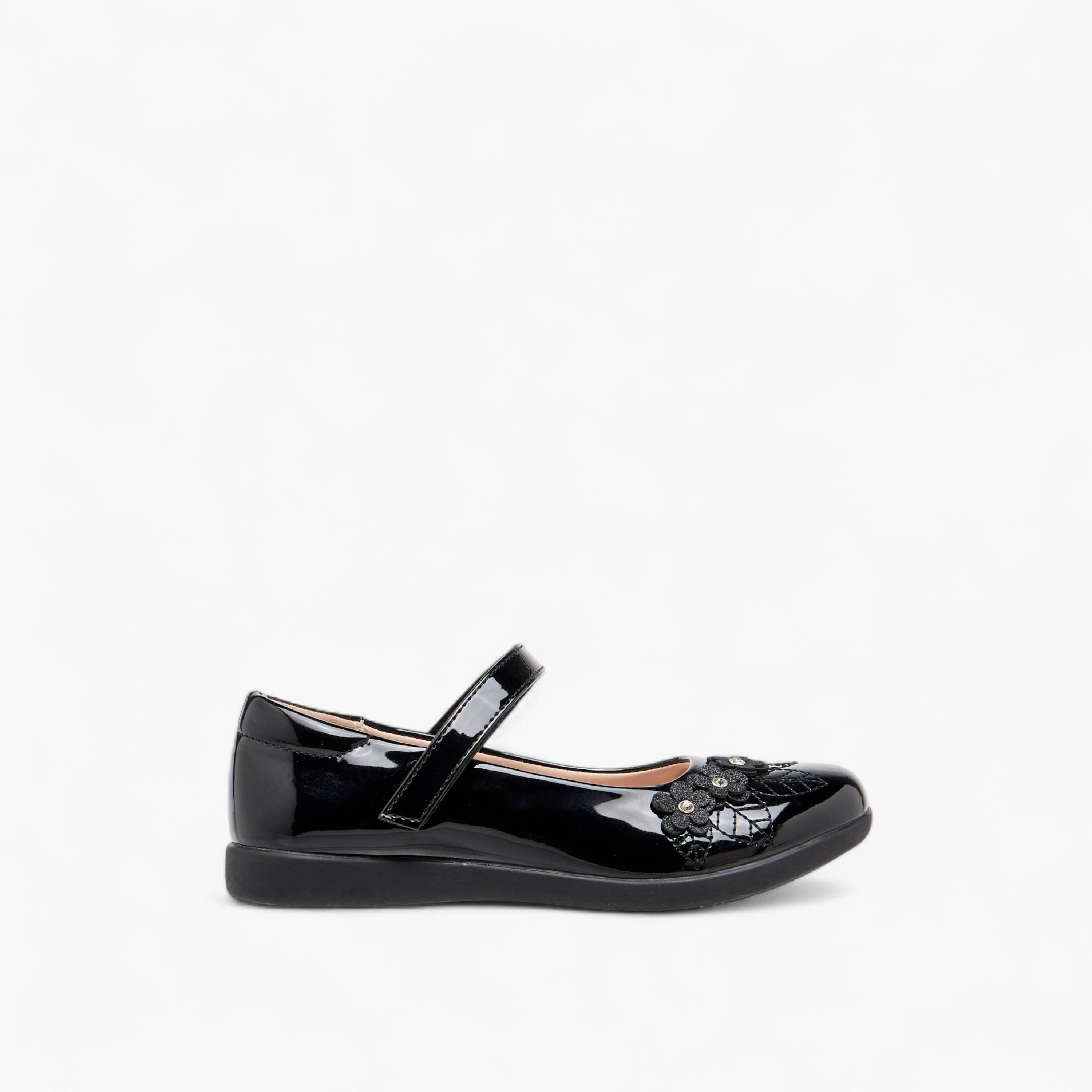 Flora Bella Floral Accent Mary Jane School Shoes with Hook and Loop Closure-girls-shoes-schoolshoes-image-3