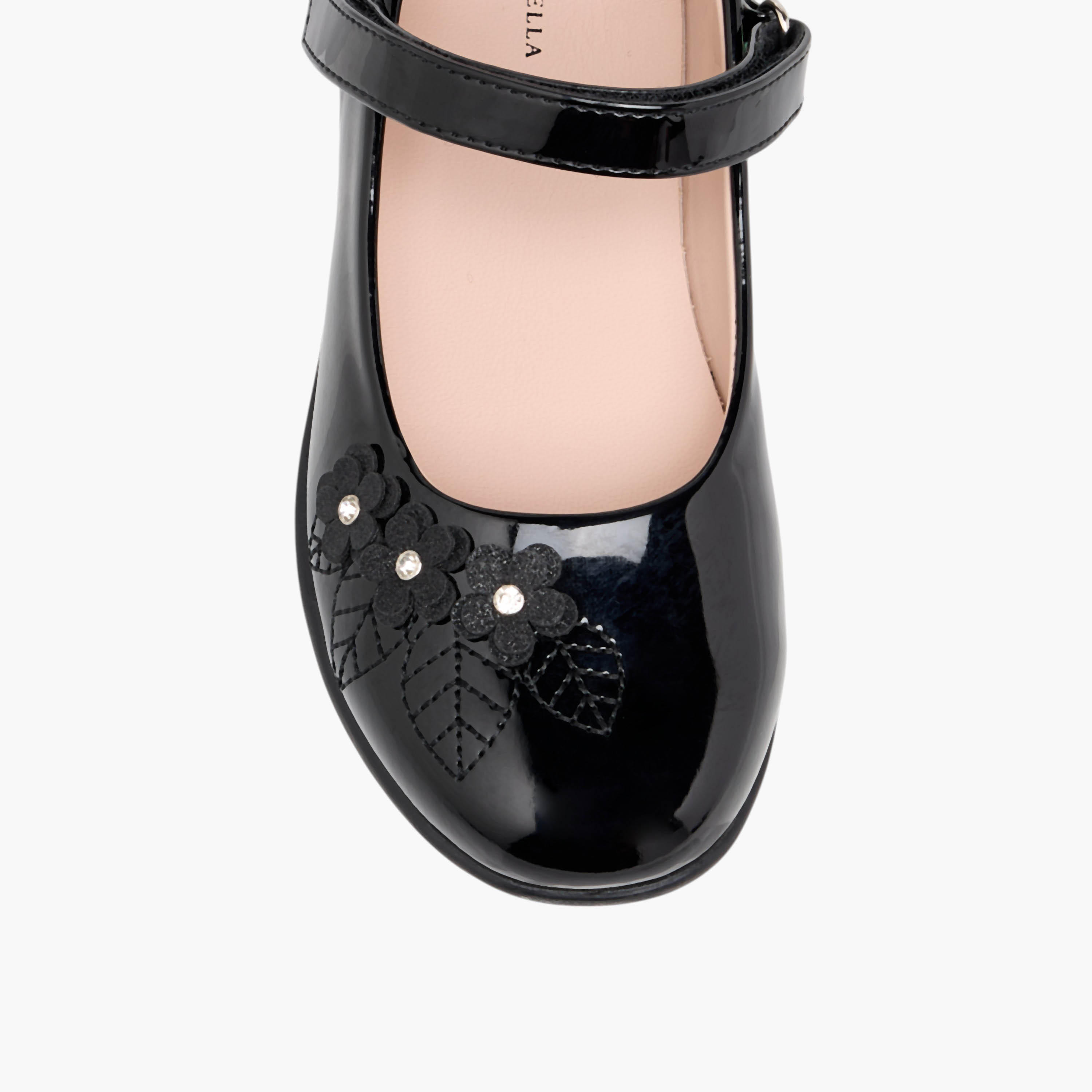Flora Bella Floral Accent Mary Jane School Shoes with Hook and Loop Closure-girls-shoes-schoolshoes-image-4