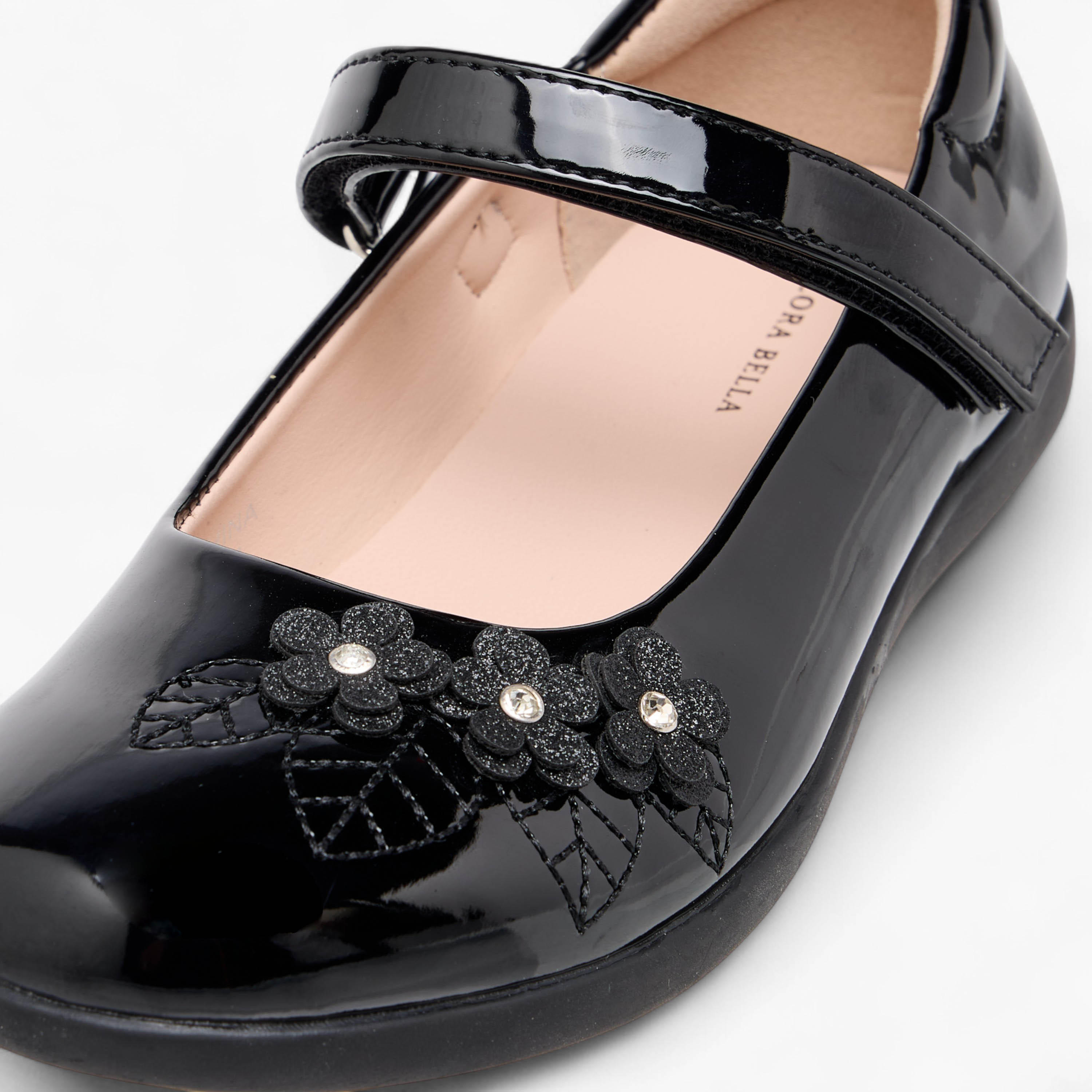 Flora Bella Floral Accent Mary Jane School Shoes with Hook and Loop Closure-girls-shoes-schoolshoes-image-6